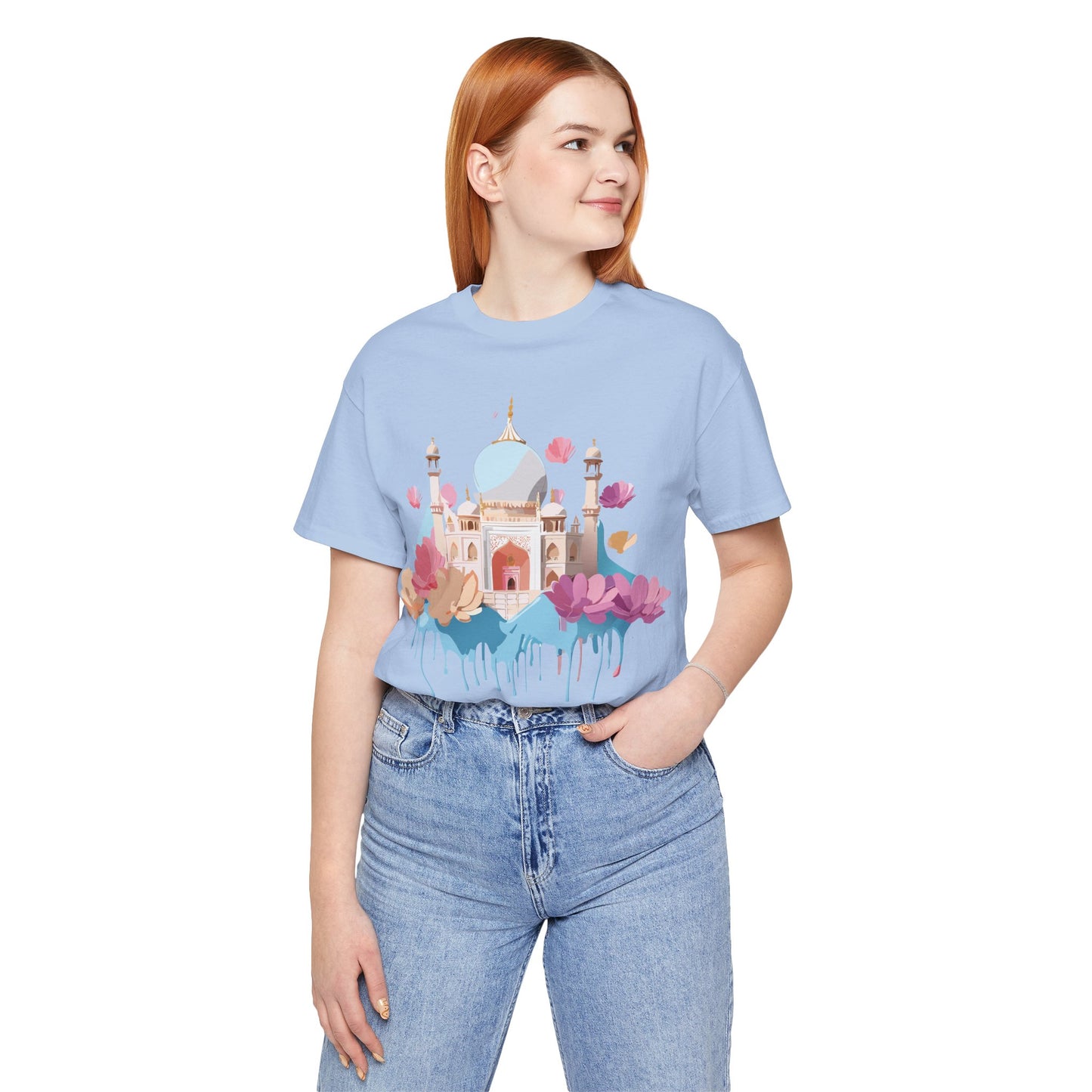 Natural Cotton Tee Shirt - Taj Mahal, India Printify