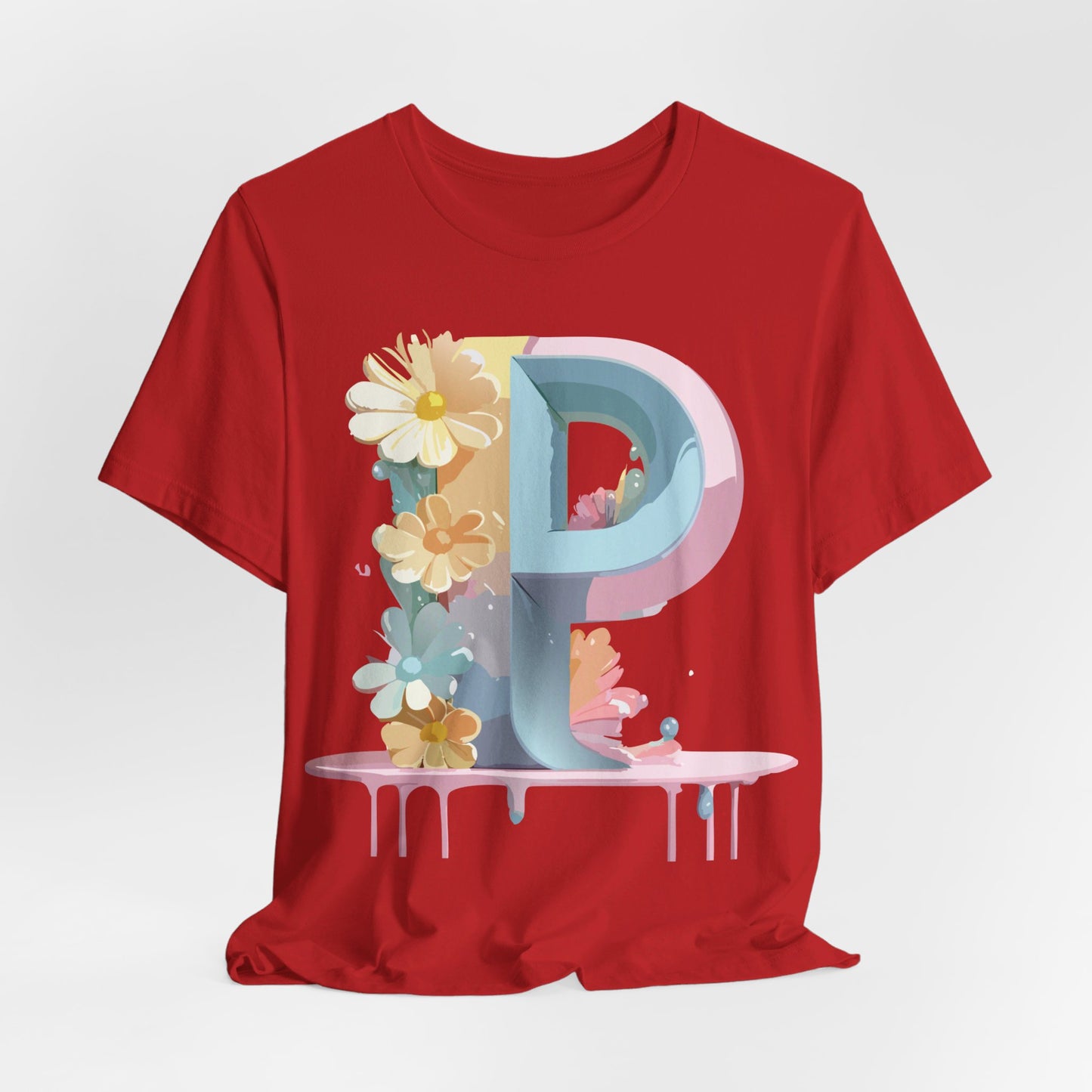 Natural Cotton Tee Shirt - Letters Collection - P Printify