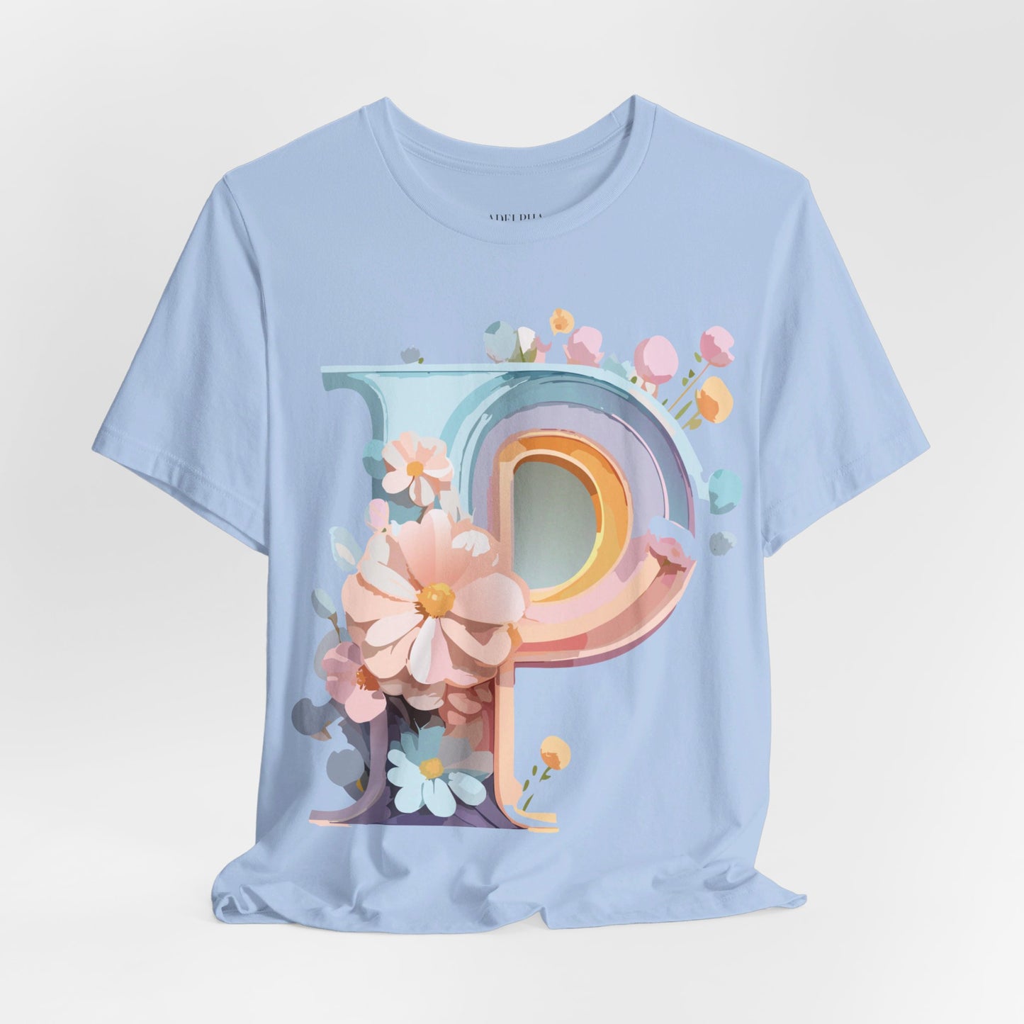 Natural Cotton Tee Shirt - Letters Collection - P Printify