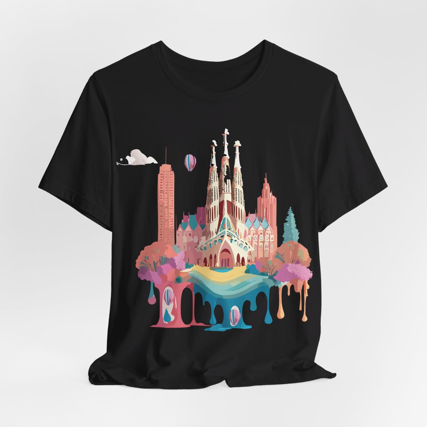 Natural Cotton Tee Shirt - Beautiful Places Collection - Barcelona Printify