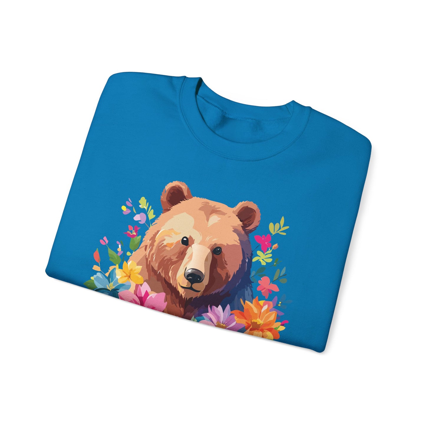 Unisex Floral Bear Sweatshirt, Animals Sweatshirt, Floral Sweatshirt, Art Design Sweatshirt