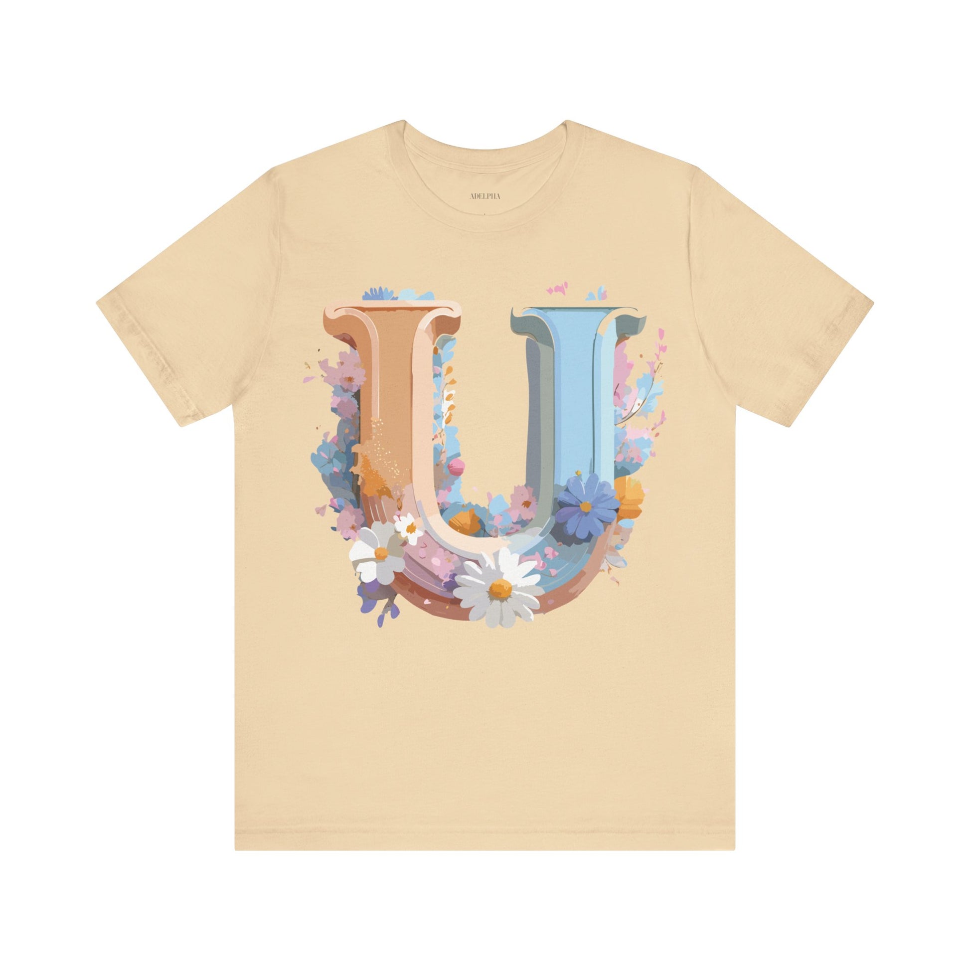 Natural Cotton Tee Shirt - Letters Collection - U Printify