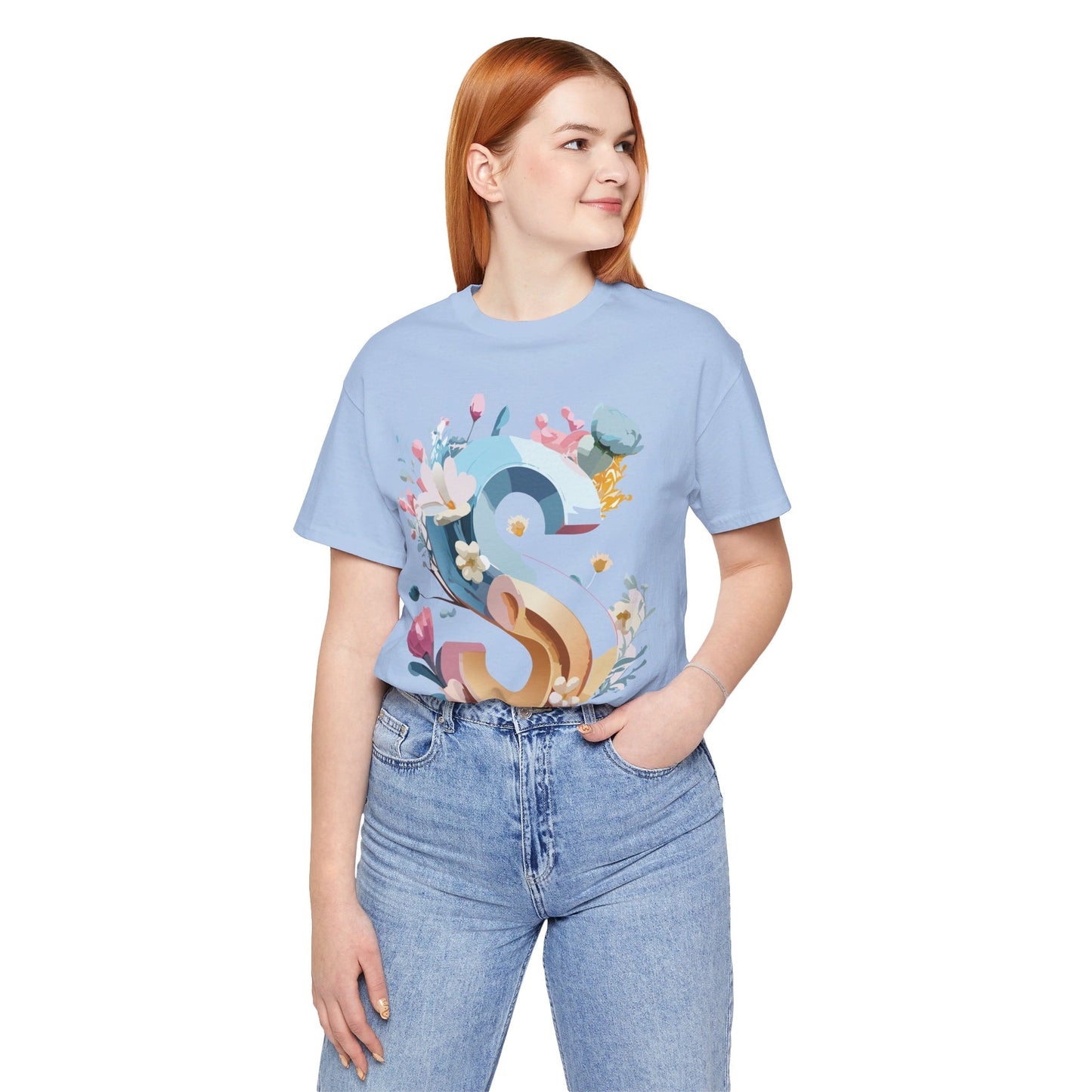Natural Cotton Tee Shirt - Letters Collection - S Printify