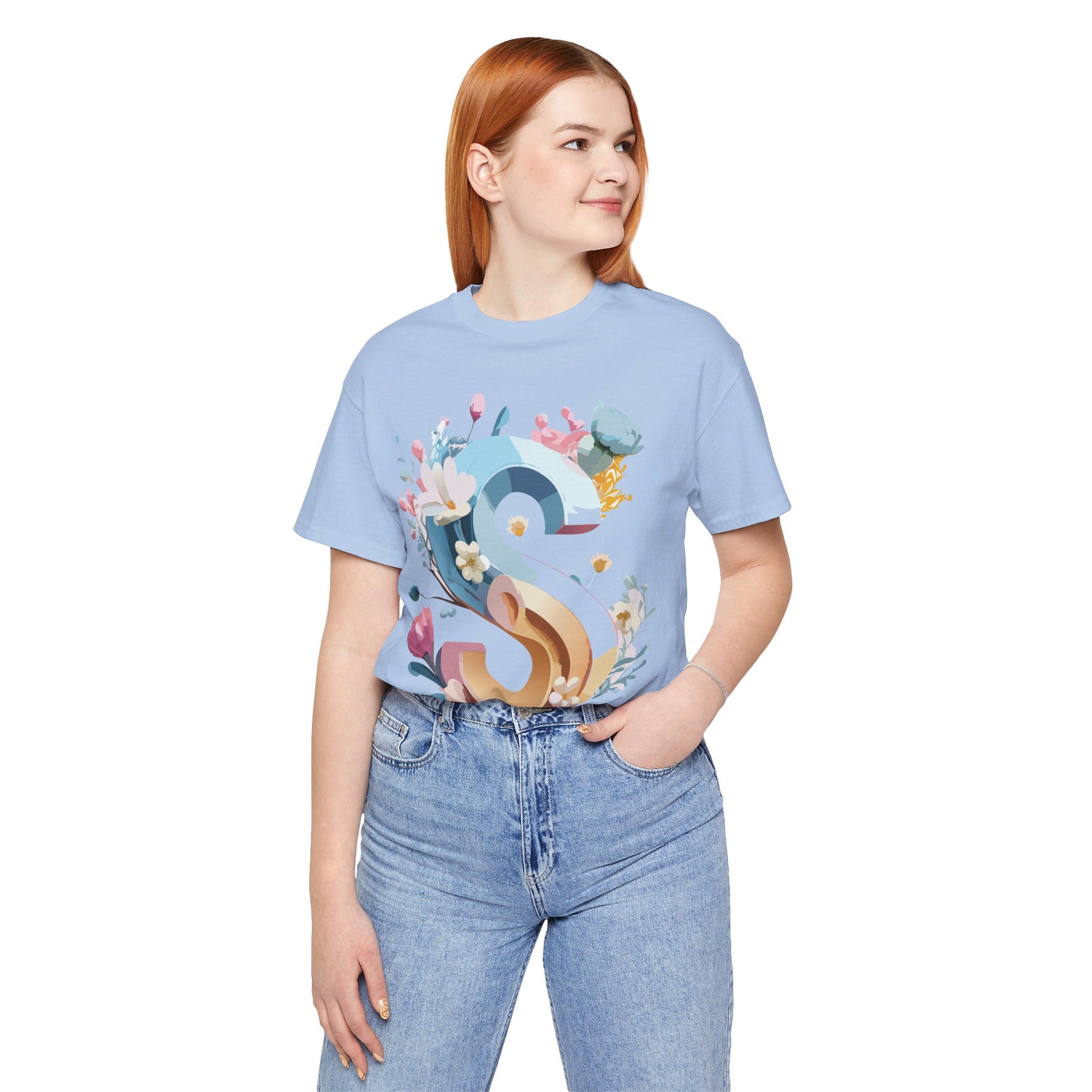 Natural Cotton Tee Shirt - Letters Collection - S Printify