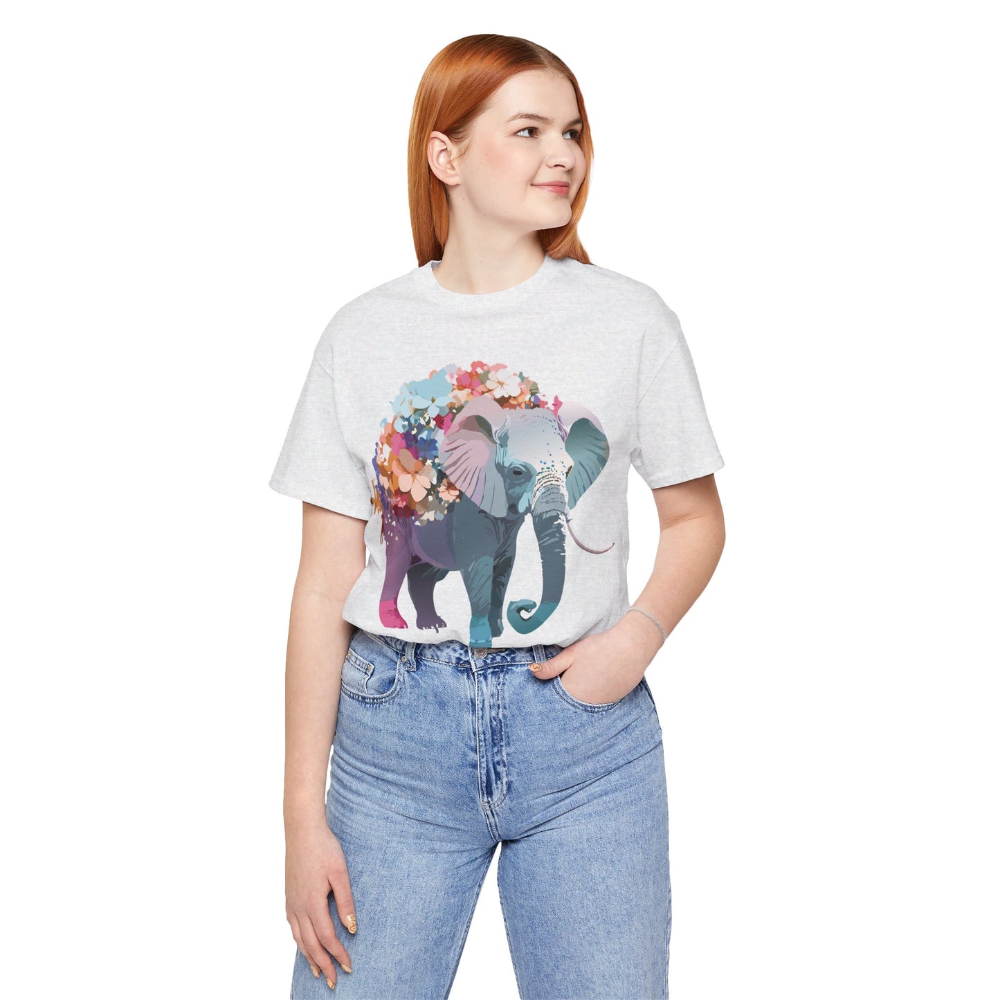 Natural Cotton Tee Shirt with Elephant Printify