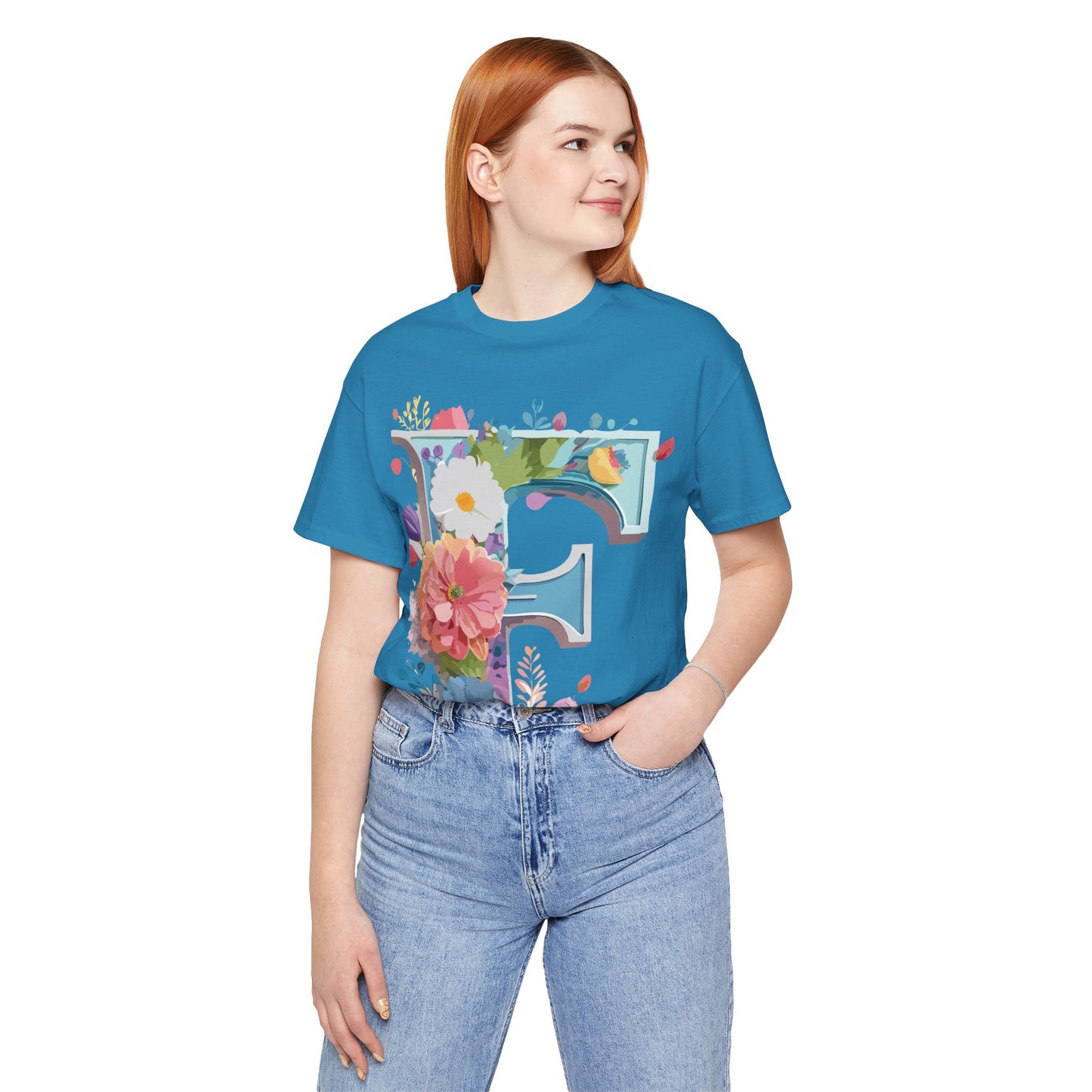 Natural Cotton Tee Shirt - Letters Collection - F Printify