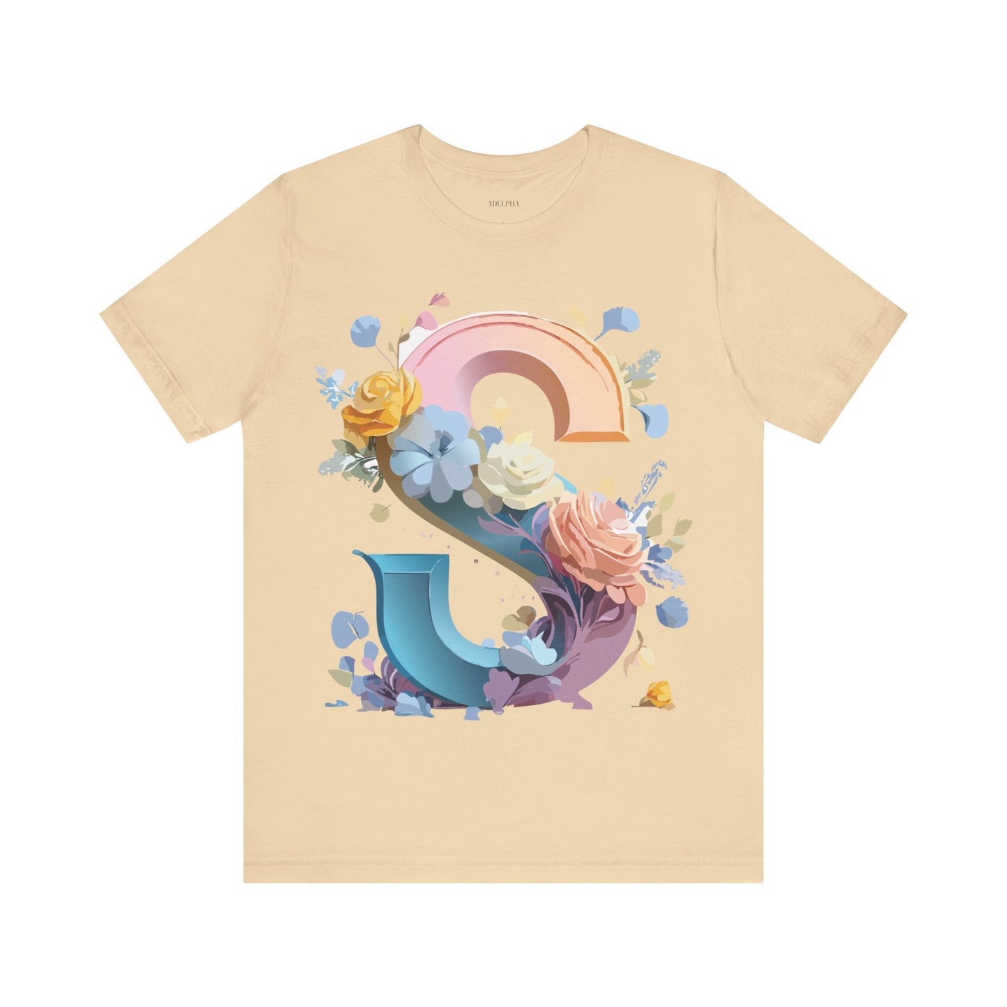 Natural Cotton Tee Shirt - Letters Collection - S Printify