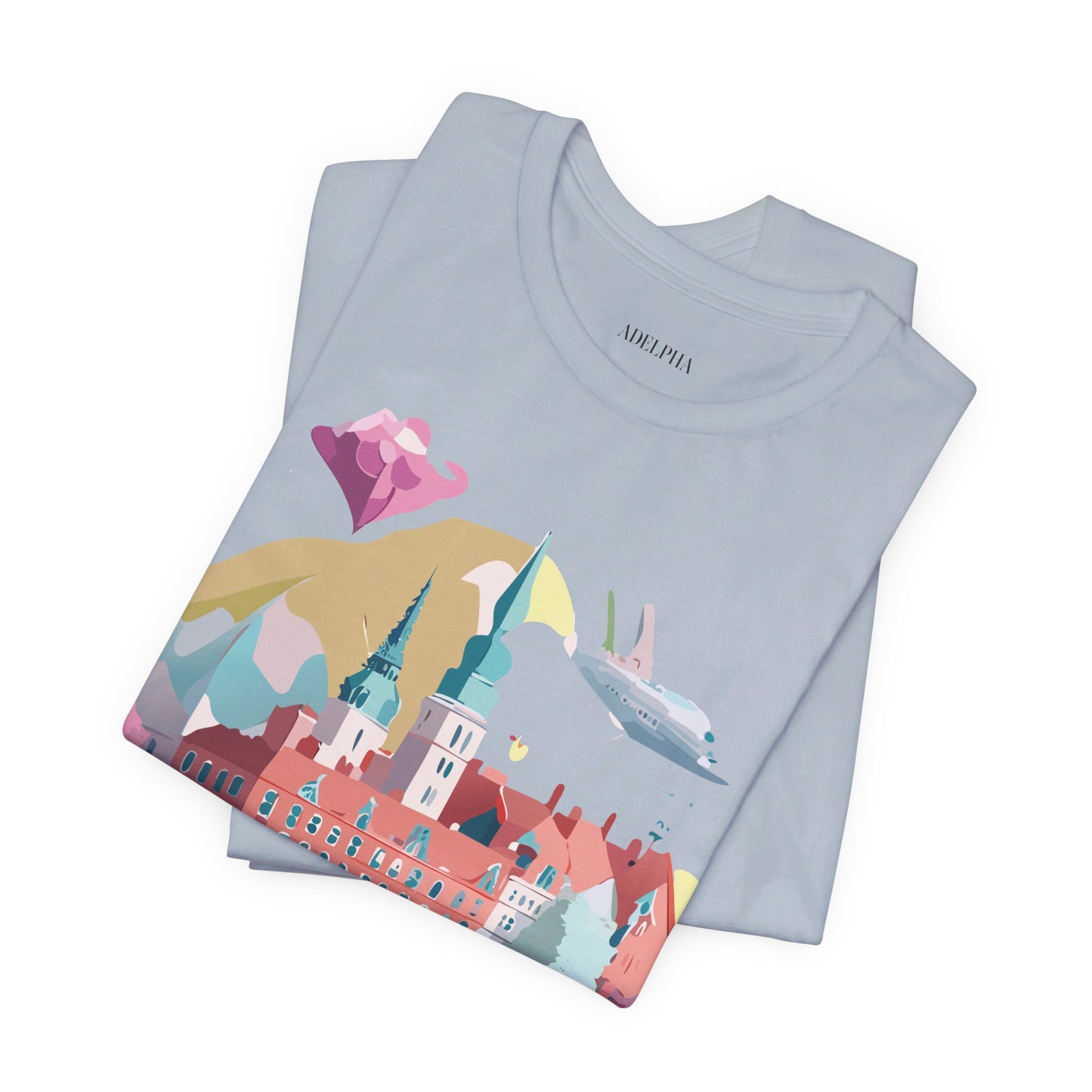 Natural Cotton Tee Shirt - Beautiful Places Collection - Warnemünde and Rostock - Germany Printify