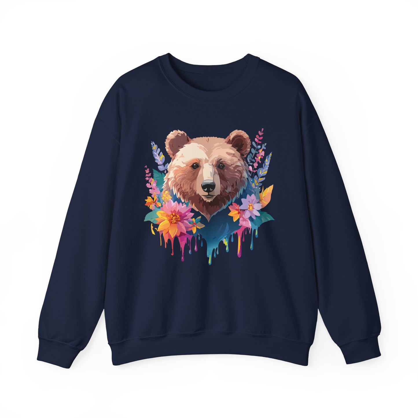 Unisex Floral Bear Sweatshirt, Animals Sweatshirt, Floral Sweatshirt, Art Design Sweatshirt