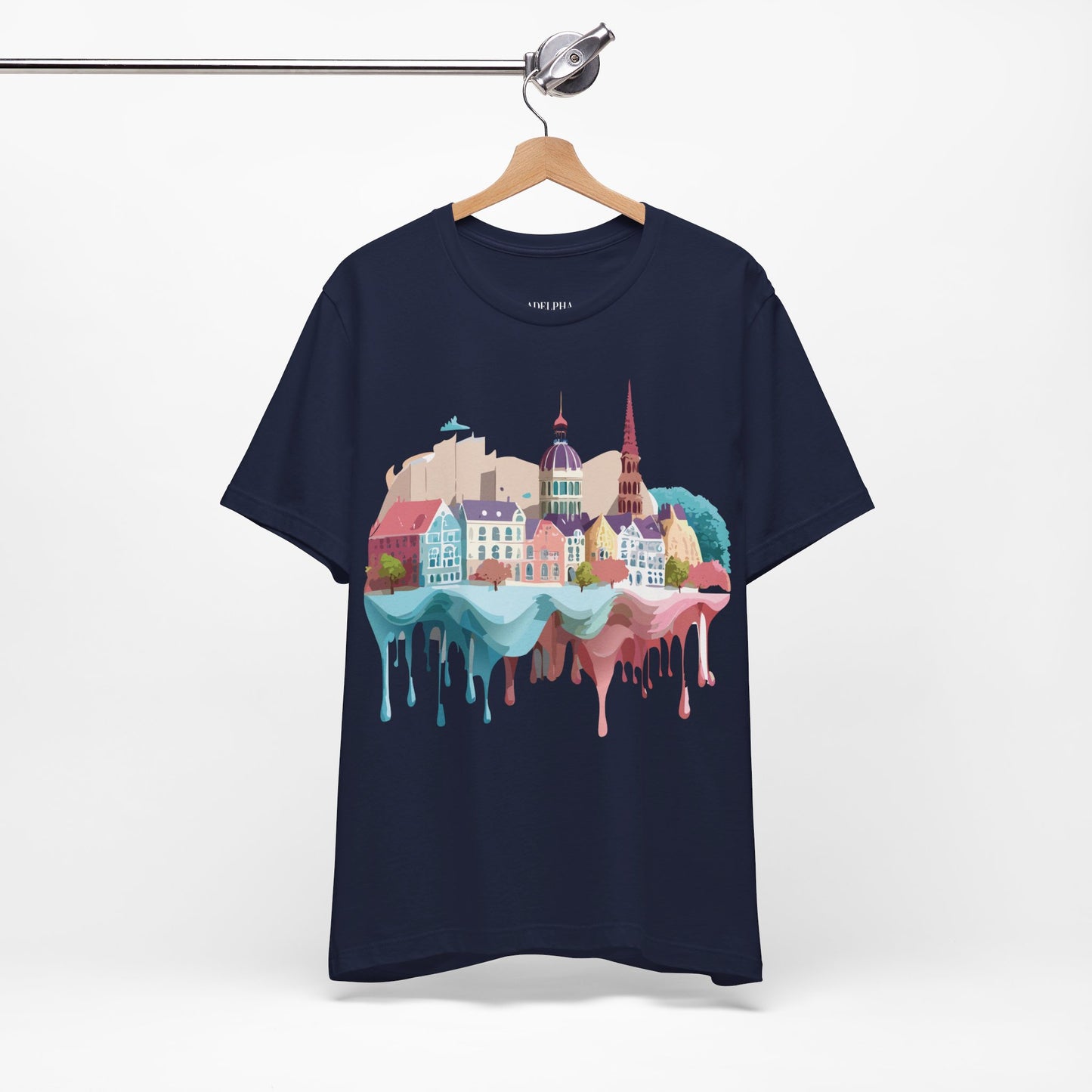 Natural Cotton Tee Shirt - Beautiful Places Collection - Warnemünde and Rostock - Germany Printify