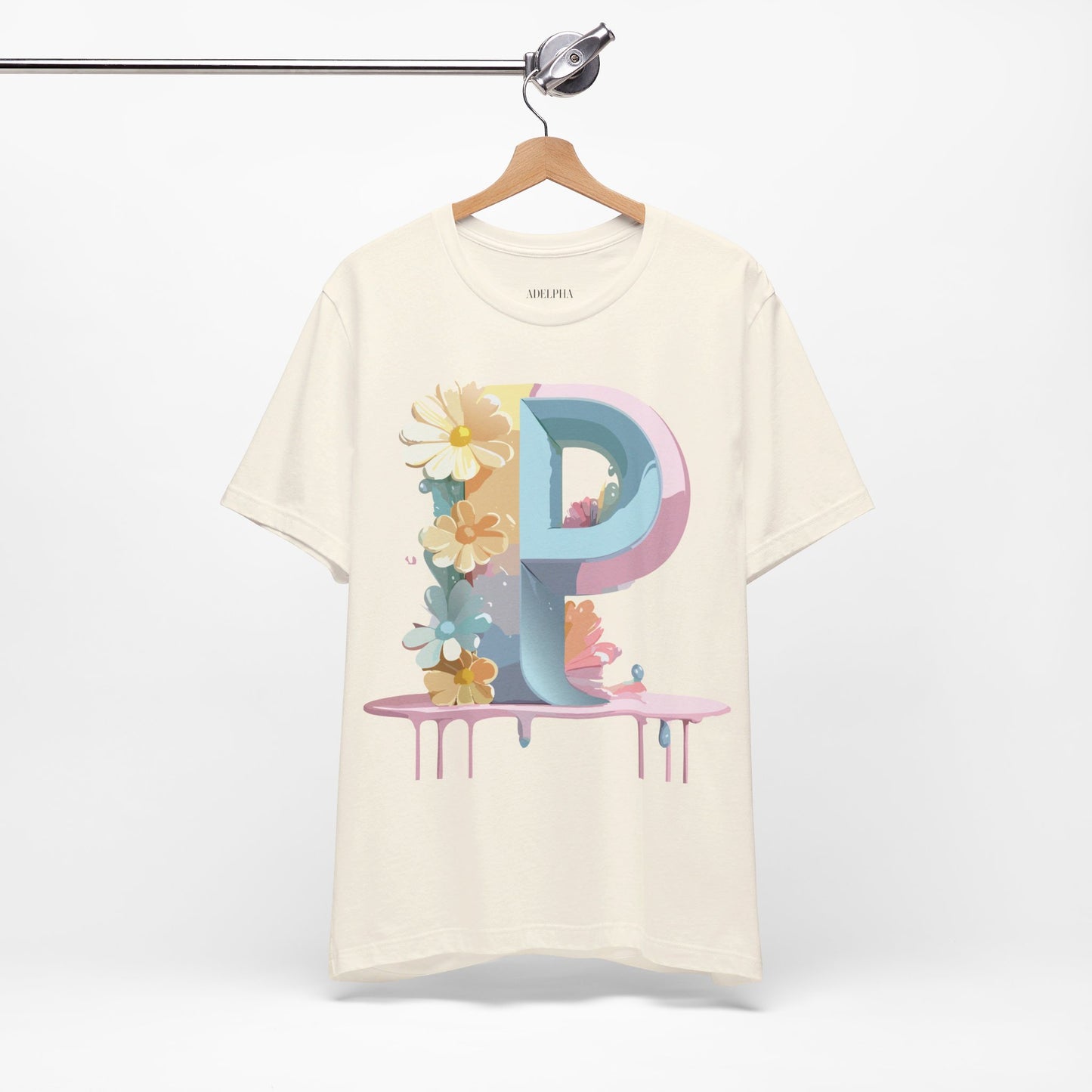 Natural Cotton Tee Shirt - Letters Collection - P Printify