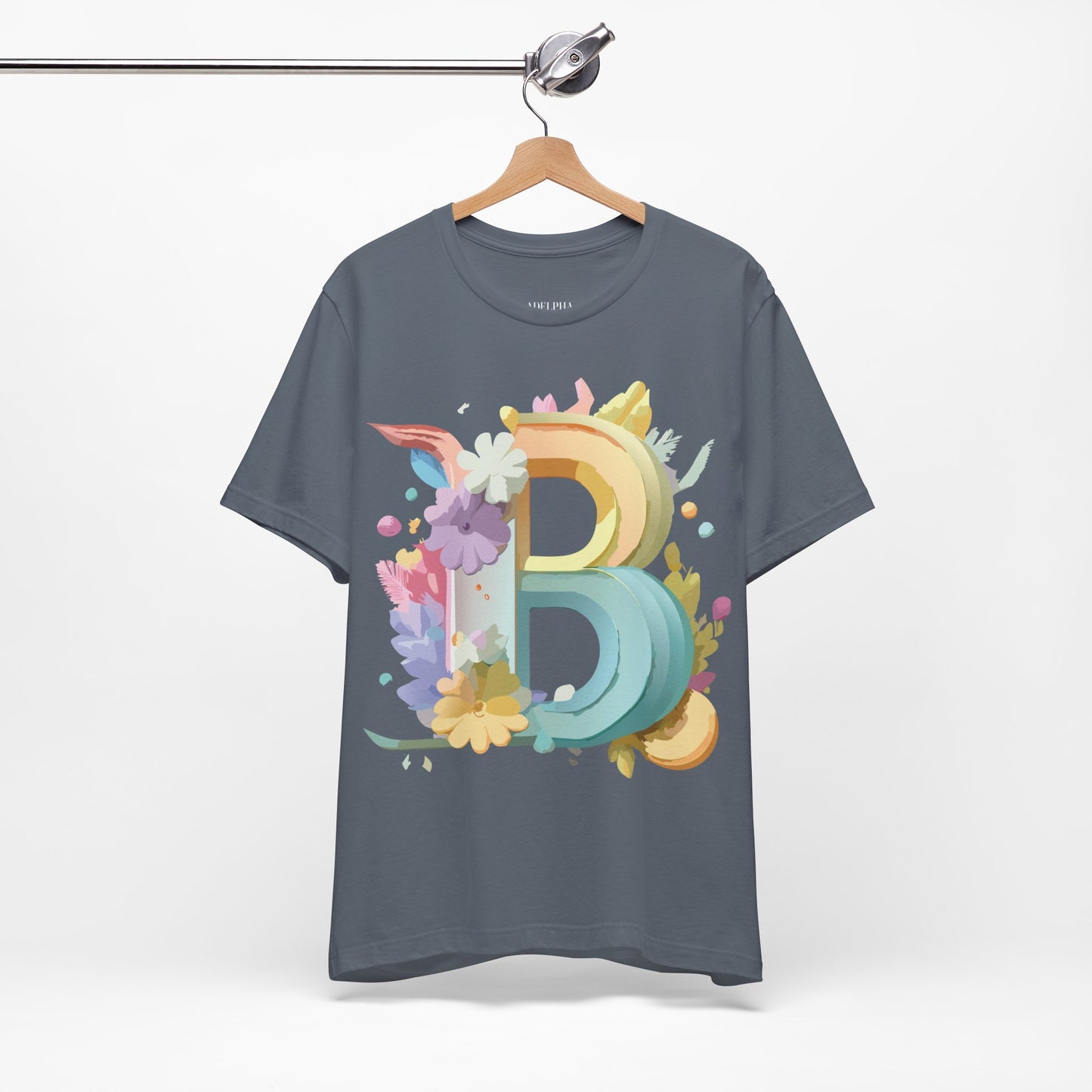 Natural Cotton Tee Shirt - Letters Collection - B Printify