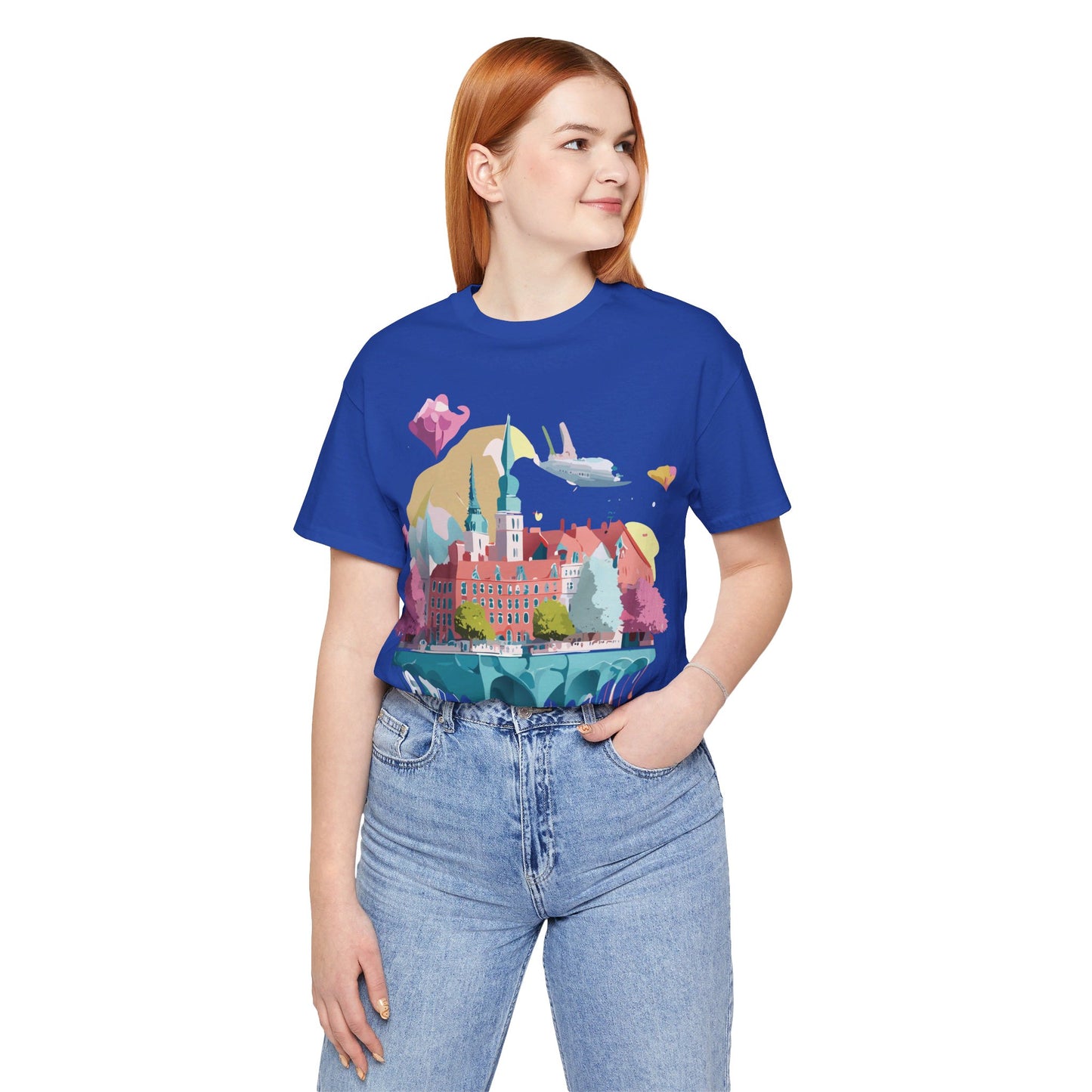 Natural Cotton Tee Shirt - Beautiful Places Collection - Warnemünde and Rostock - Germany Printify
