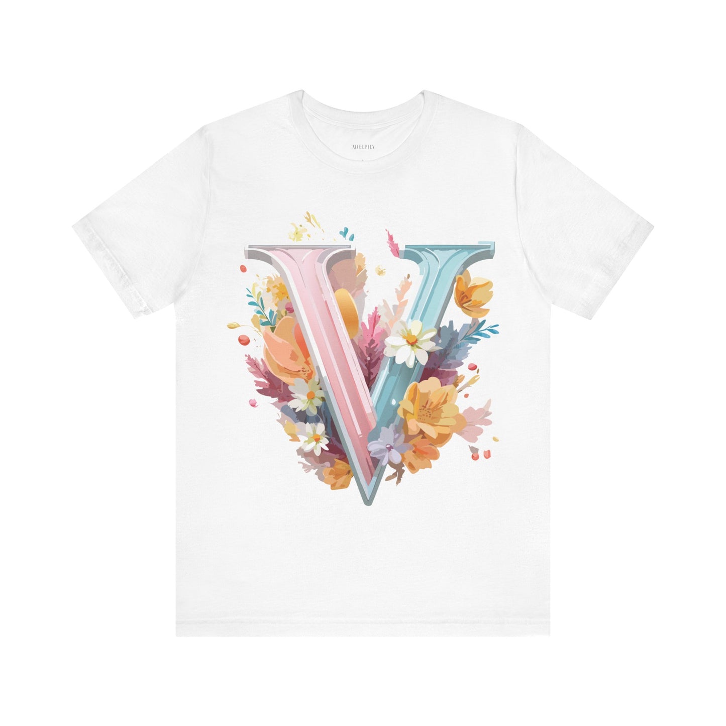 Natural Cotton Tee Shirt - Letters Collection - V Printify