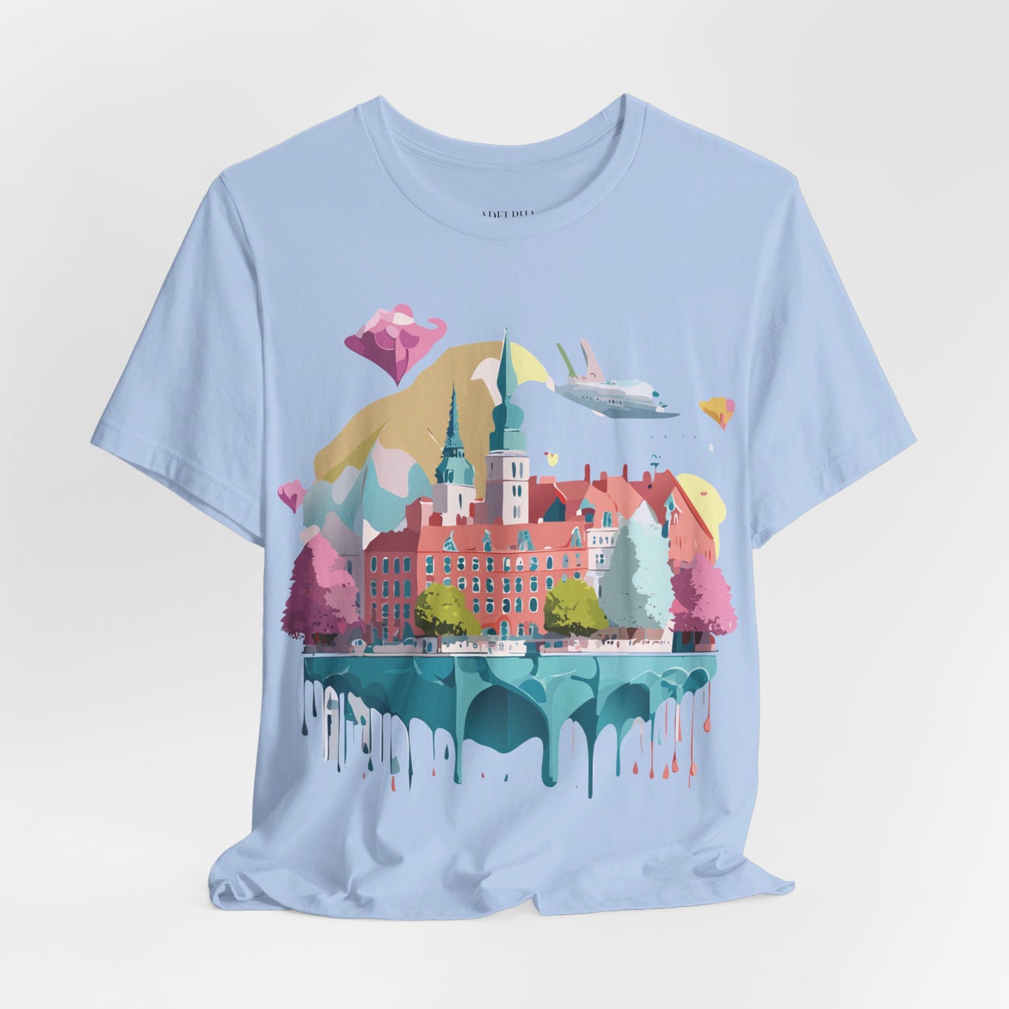 Natural Cotton Tee Shirt - Beautiful Places Collection - Warnemünde and Rostock - Germany Printify