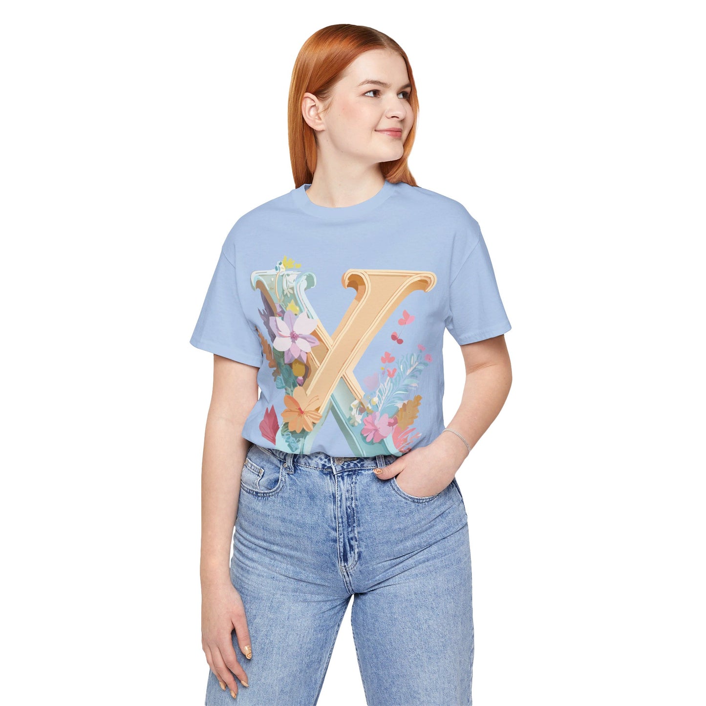 Natural Cotton Tee Shirt - Letters Collection - X Printify