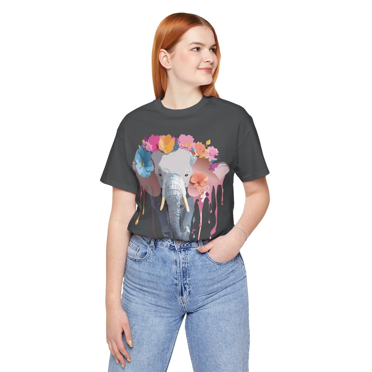 Natural Cotton Tee Shirt with Elephant Printify