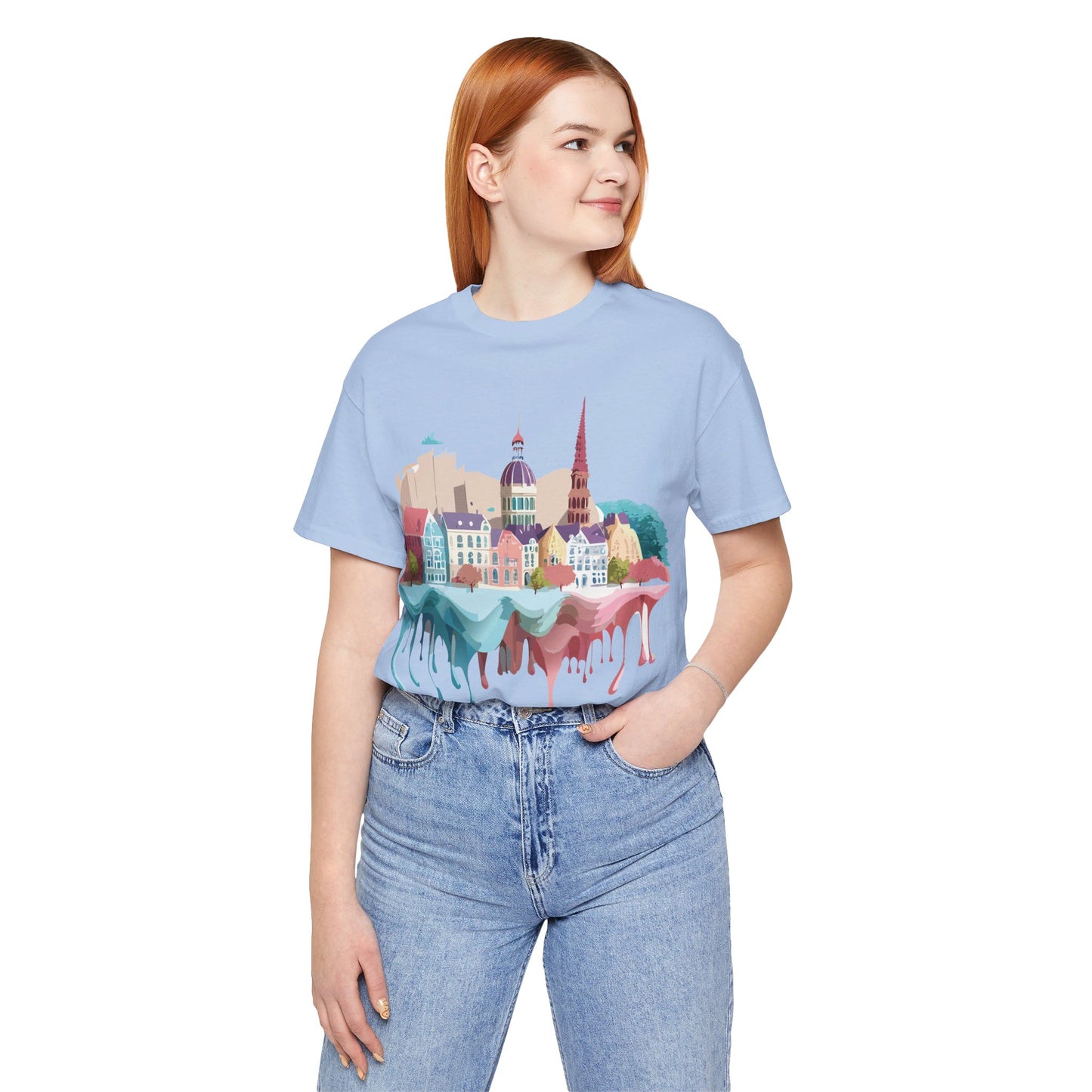 Natural Cotton Tee Shirt - Beautiful Places Collection - Warnemünde and Rostock - Germany Printify