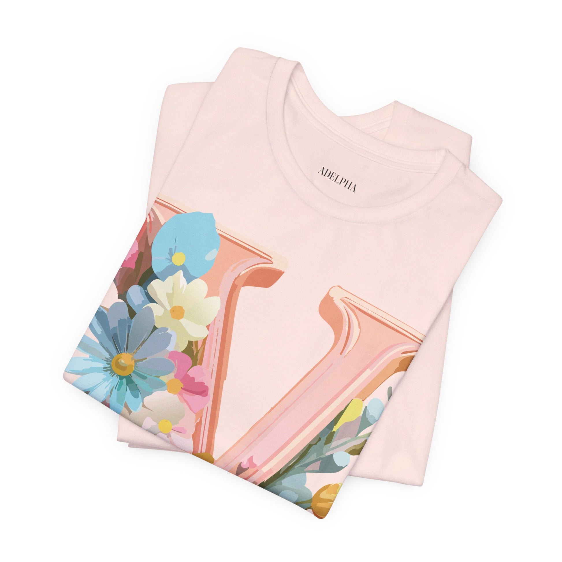 Natural Cotton Tee Shirt - Letters Collection - V Printify