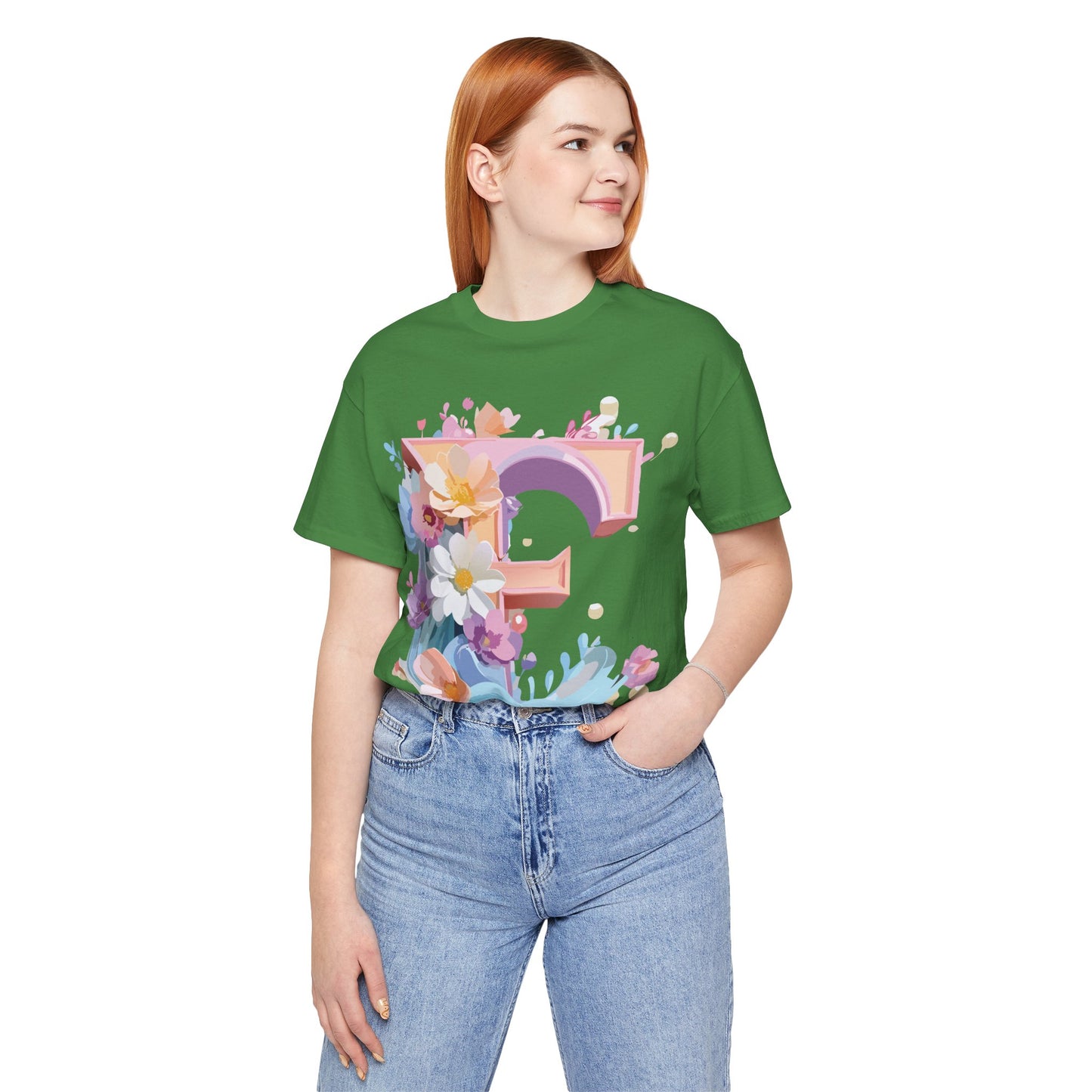 Natural Cotton Tee Shirt - Letters Collection - E Printify