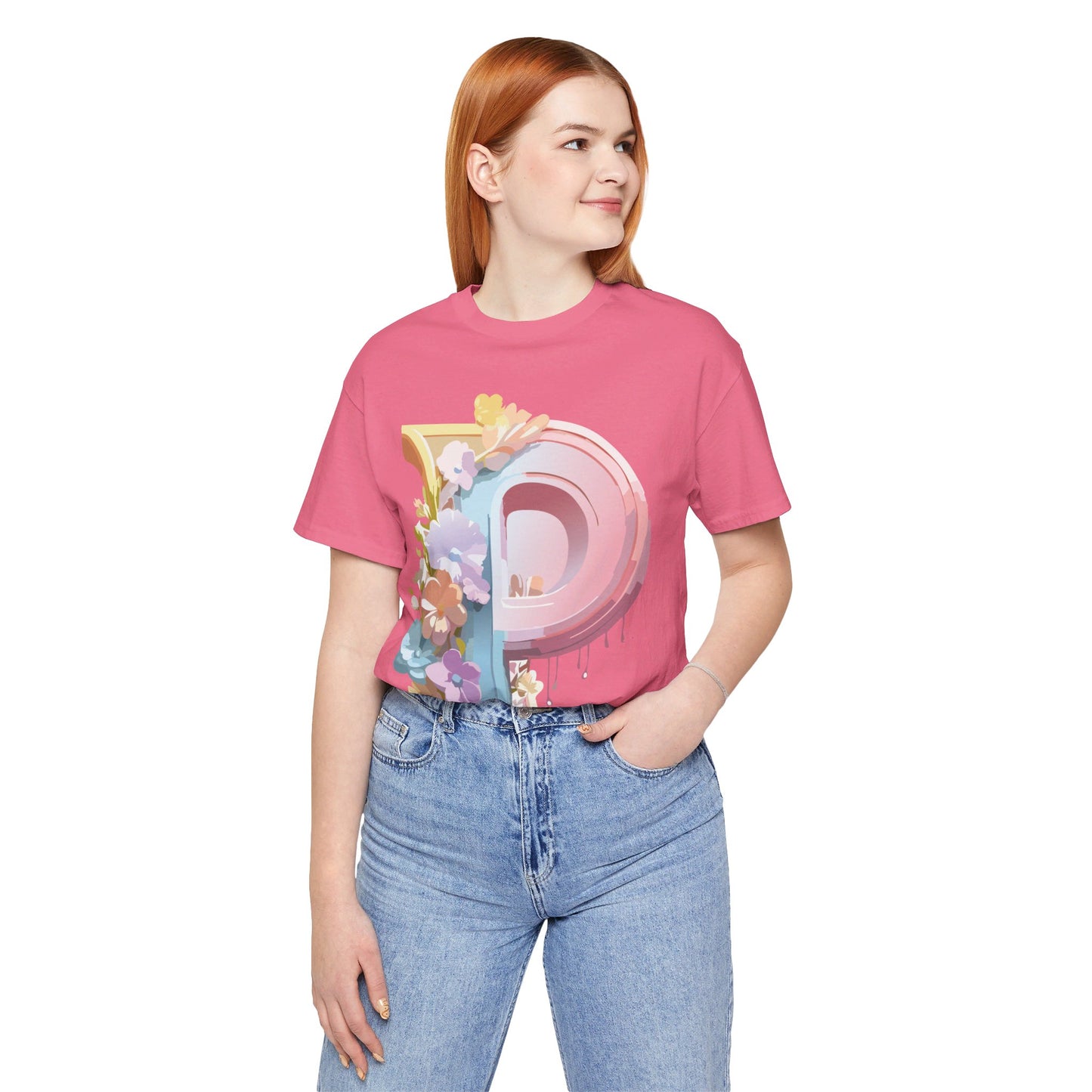 Natural Cotton Tee Shirt - Letters Collection - P Printify