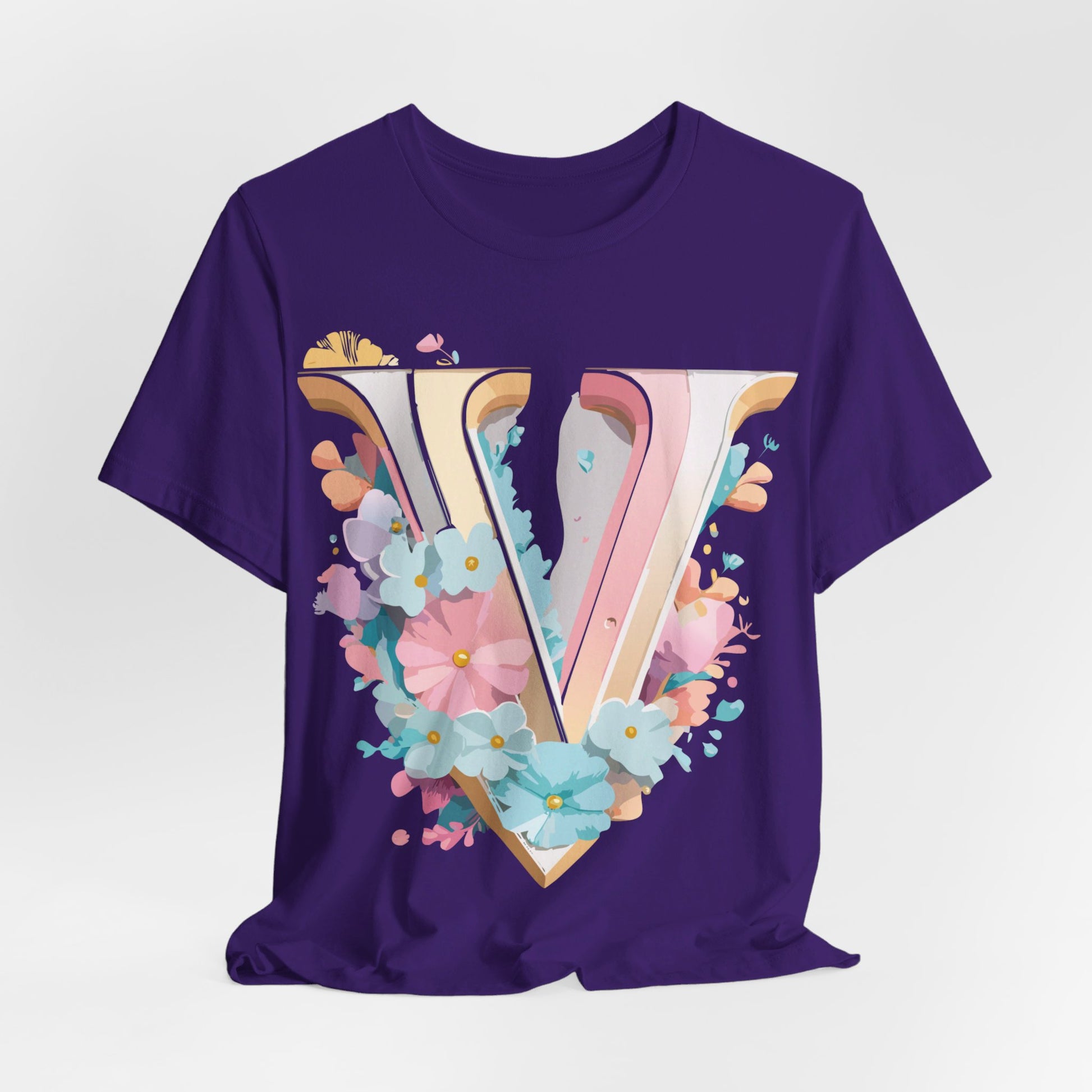 Natural Cotton Tee Shirt - Letters Collection - V Printify