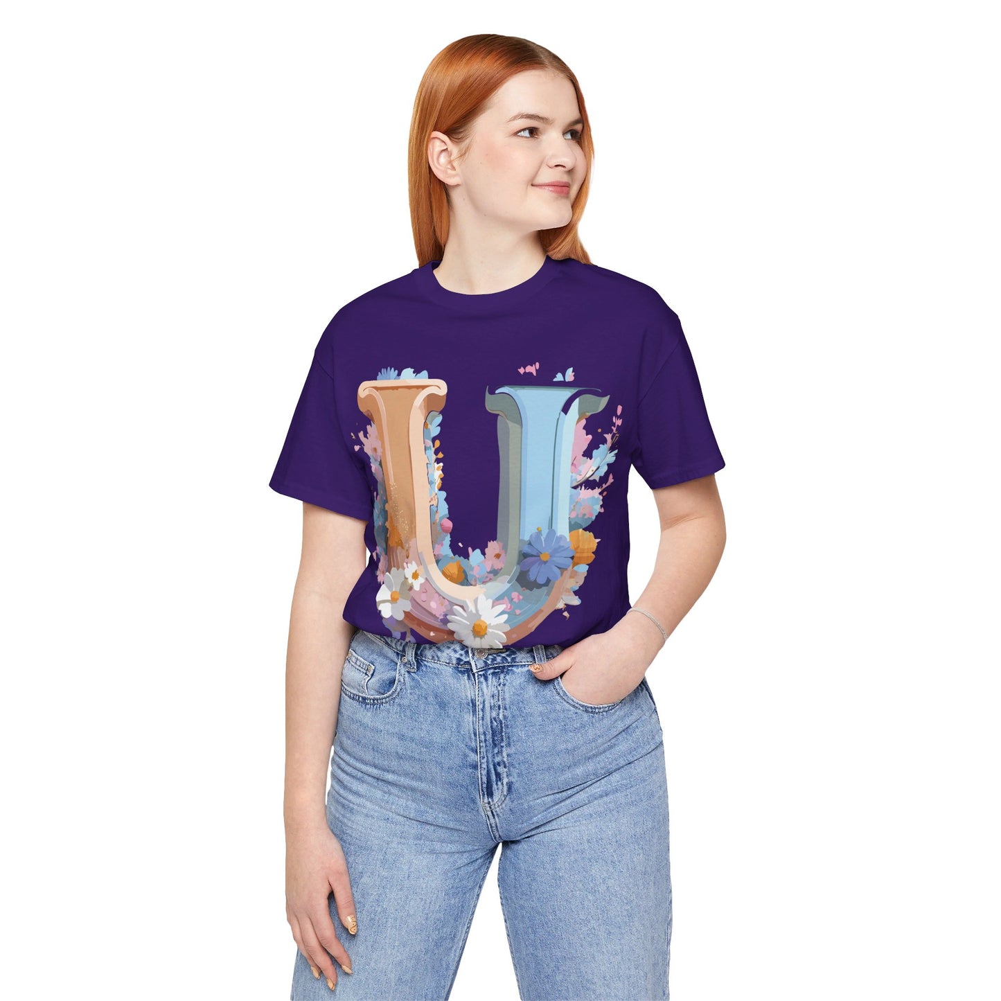 Natural Cotton Tee Shirt - Letters Collection - U Printify