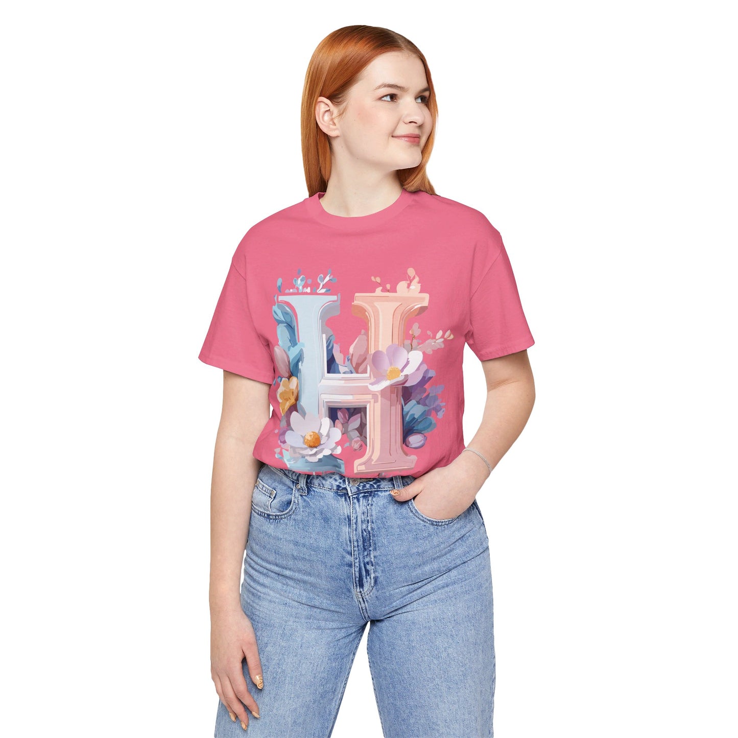 Natural Cotton Tee Shirt - Letters Collection - H Printify