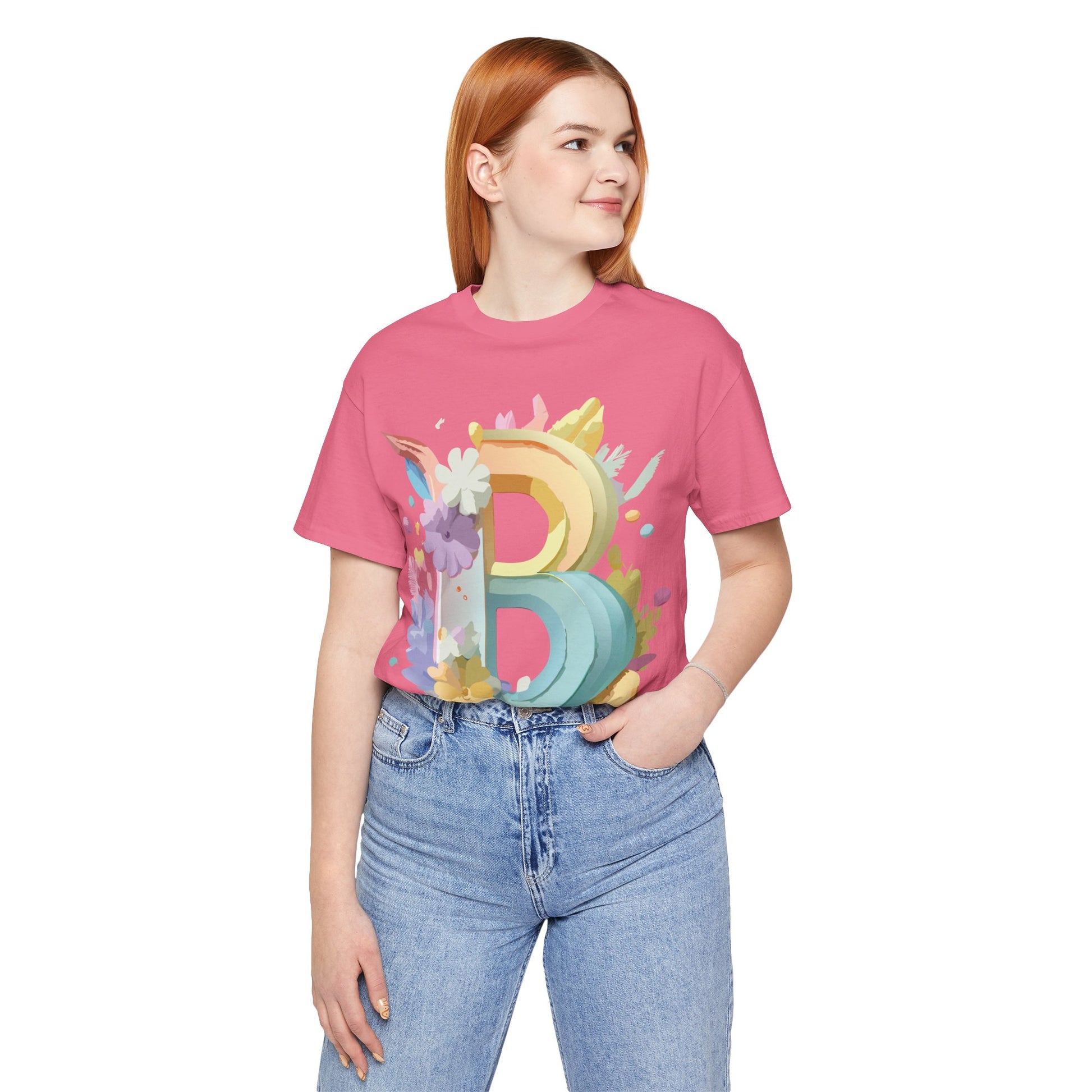 Natural Cotton Tee Shirt - Letters Collection - B Printify