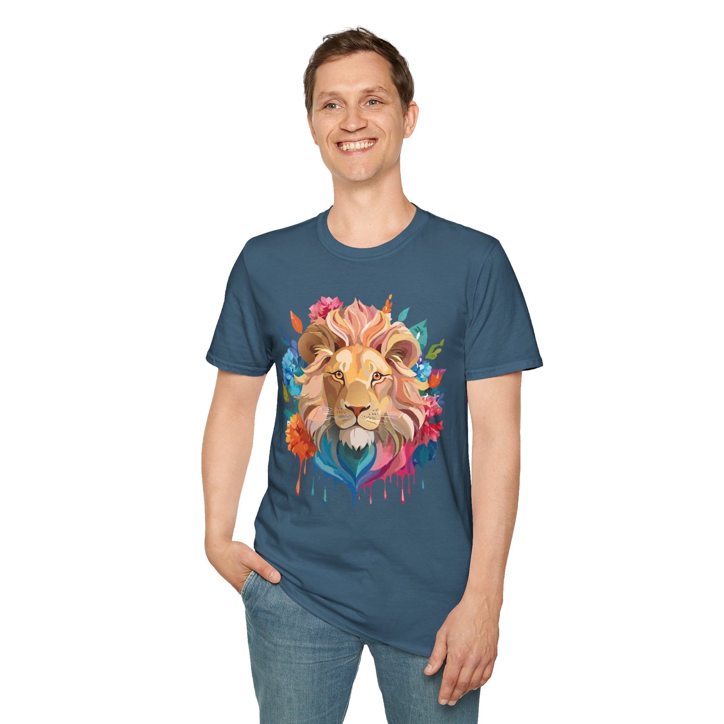 Lion Shirt, Shirt with Lion, Floral Lion Tee, Shirt with Animals
