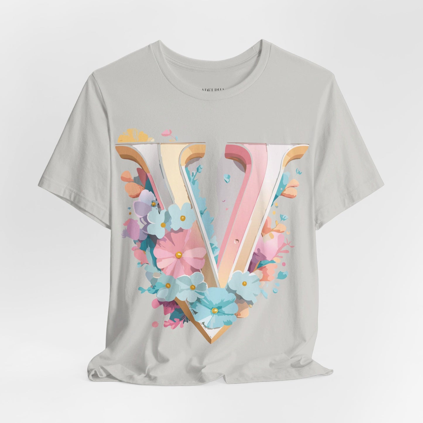 Natural Cotton Tee Shirt - Letters Collection - V Printify