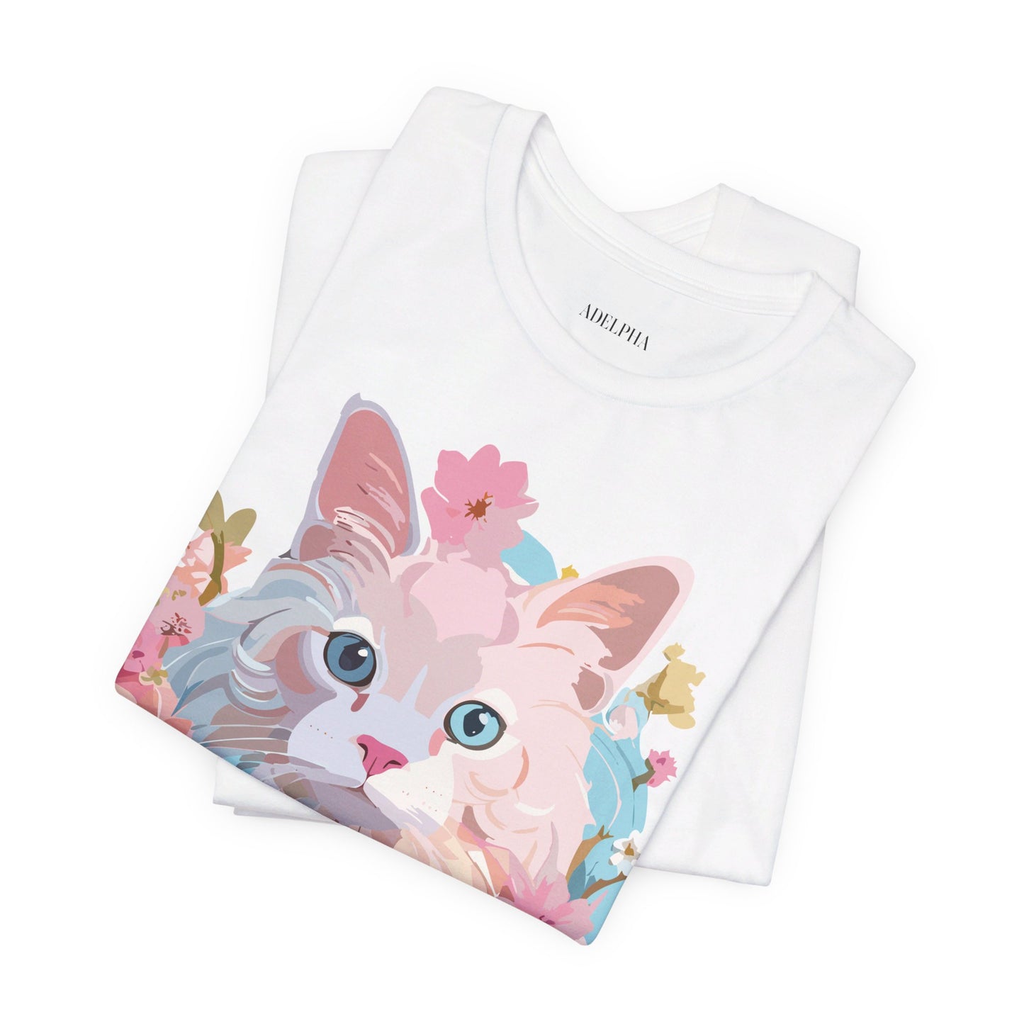 Natural Cotton Tee Shirt with Cat Printify
