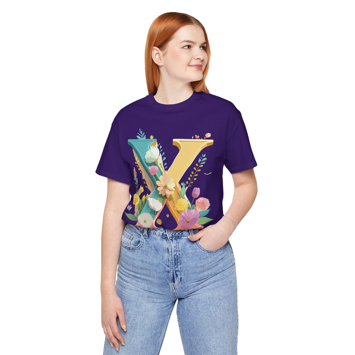Natural Cotton Tee Shirt - Letters Collection - X Printify