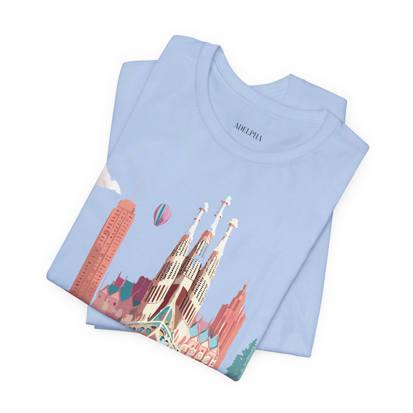 Natural Cotton Tee Shirt - Beautiful Places Collection - Barcelona Printify