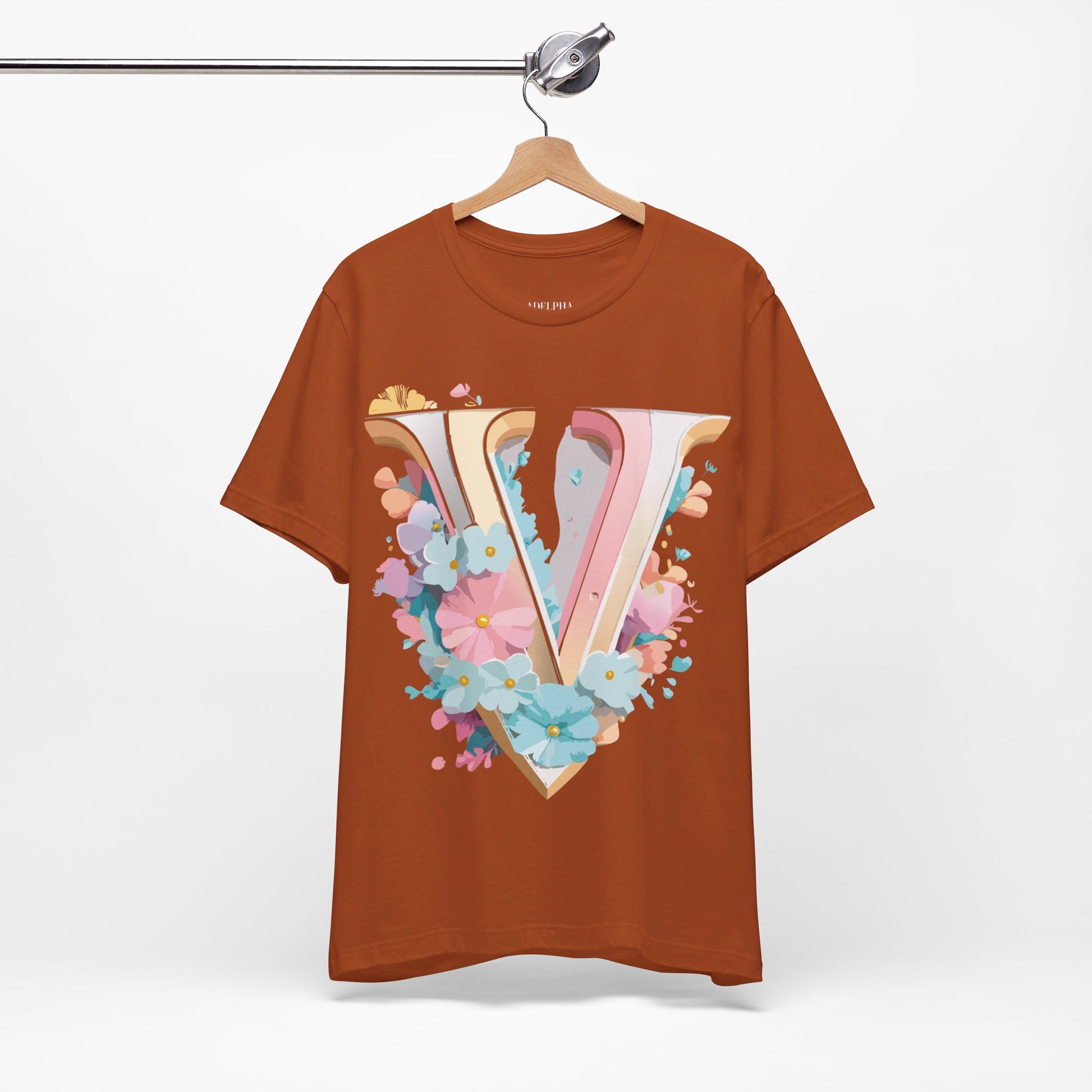 Natural Cotton Tee Shirt - Letters Collection - V Printify