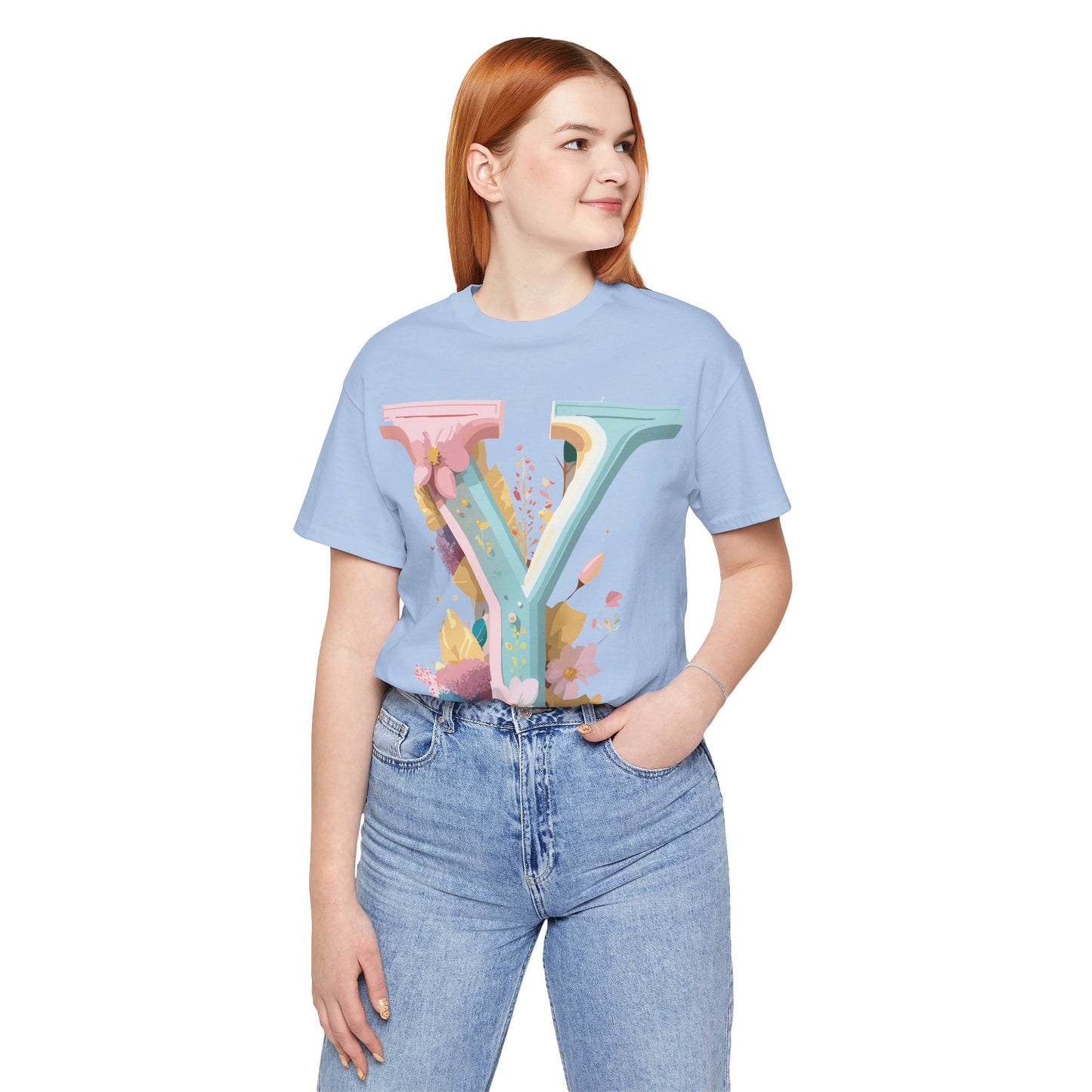 Natural Cotton Tee Shirt - Letters Collection - Y Printify
