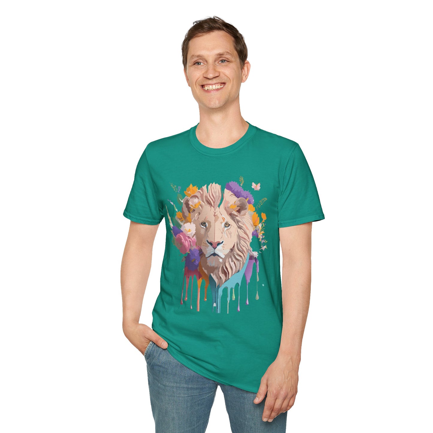 Lion Shirt, Shirt with Lion, Floral Lion Tee, Shirt with Animals