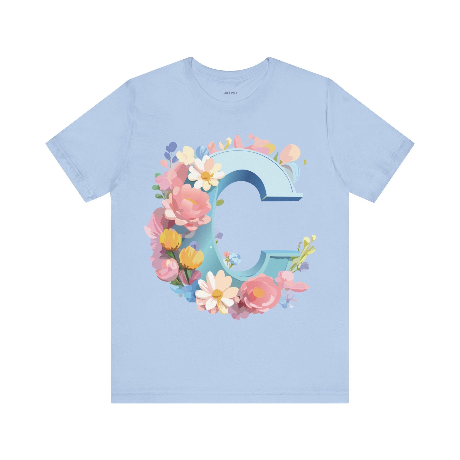 Natural Cotton Tee Shirt - Letters Collection - C Printify