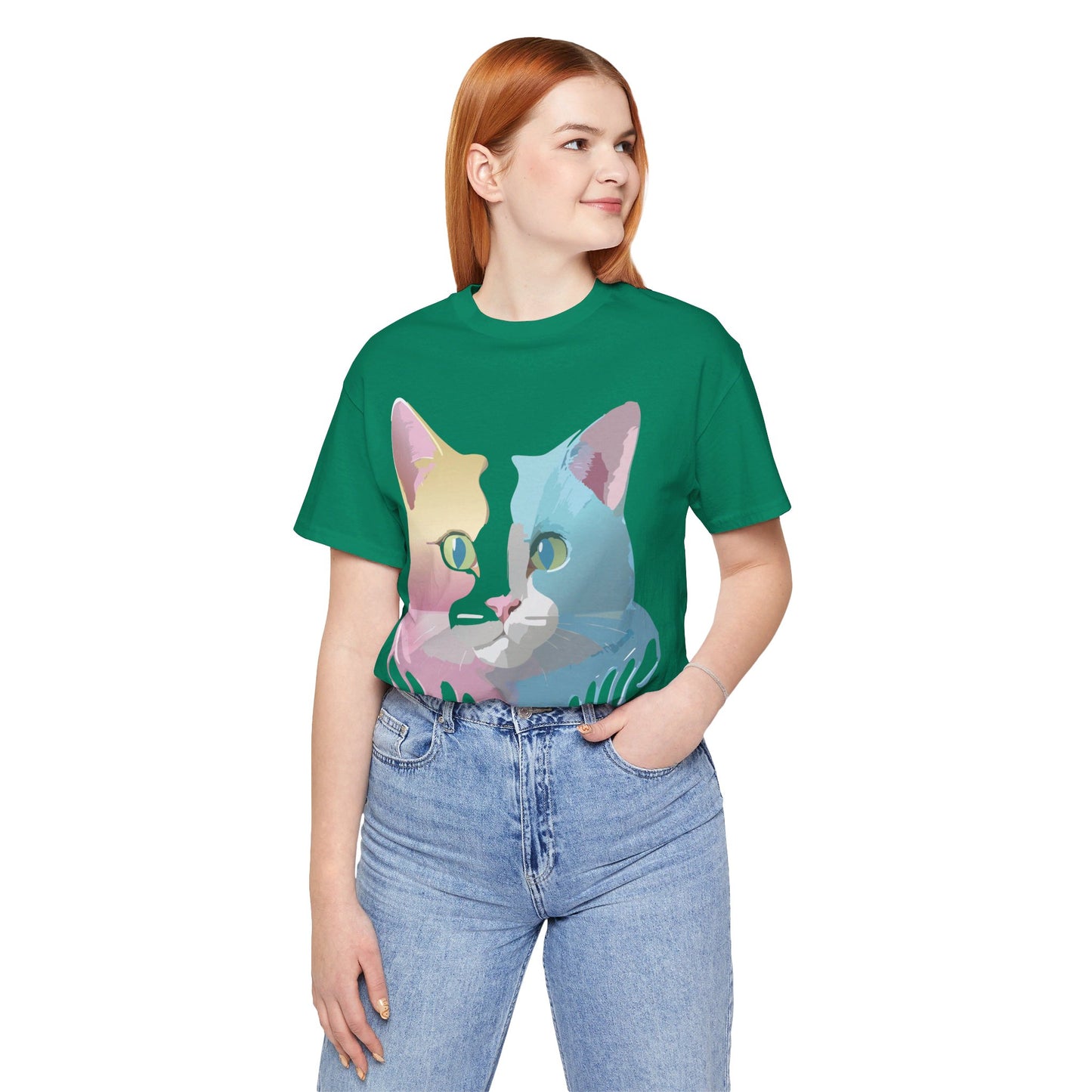 Natural Cotton Tee Shirt with Cat Printify