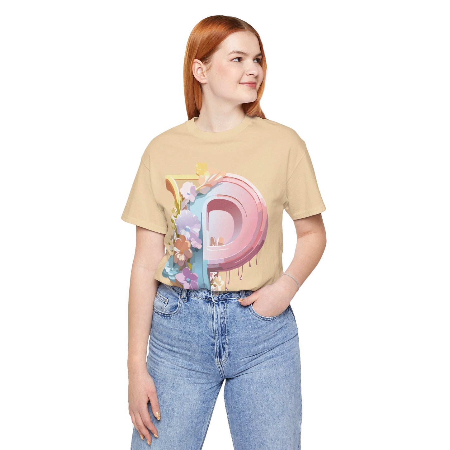 Natural Cotton Tee Shirt - Letters Collection - P Printify