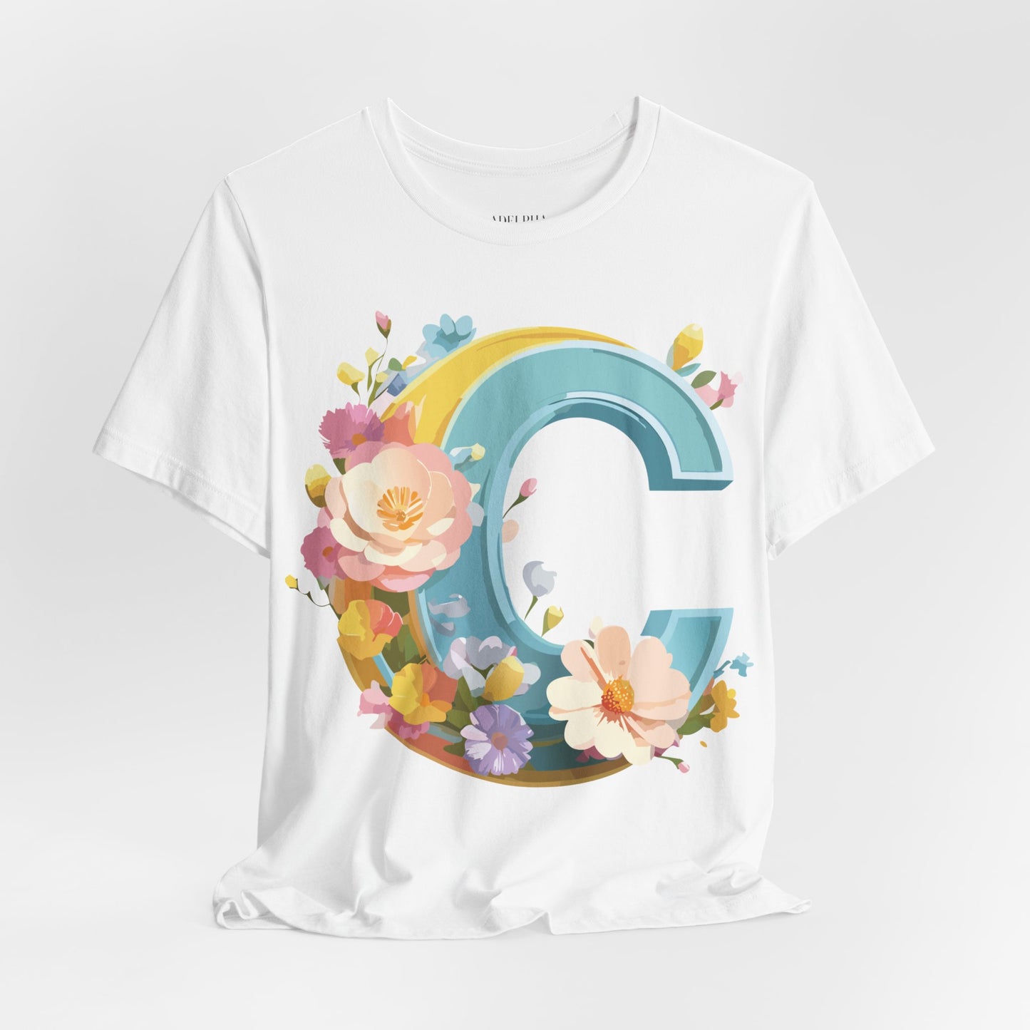 Natural Cotton Tee Shirt - Letters Collection - C Printify