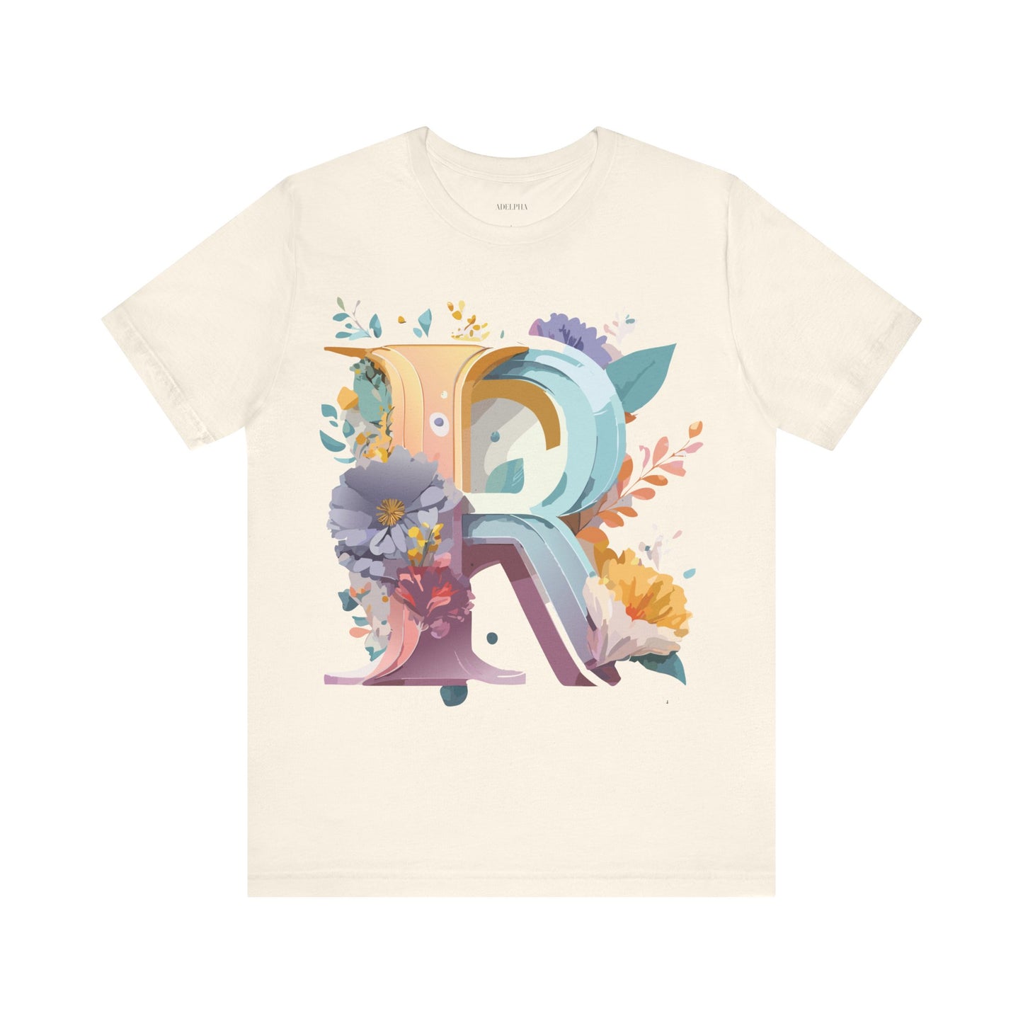 Natural Cotton Tee Shirt - Letters Collection - R Printify