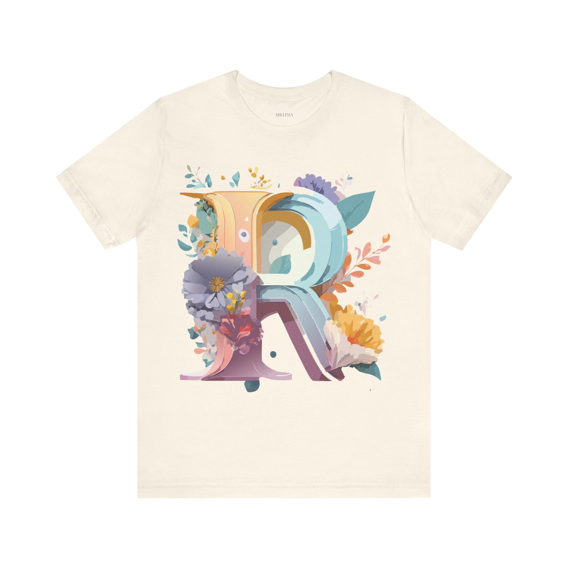 Natural Cotton Tee Shirt - Letters Collection - R Printify