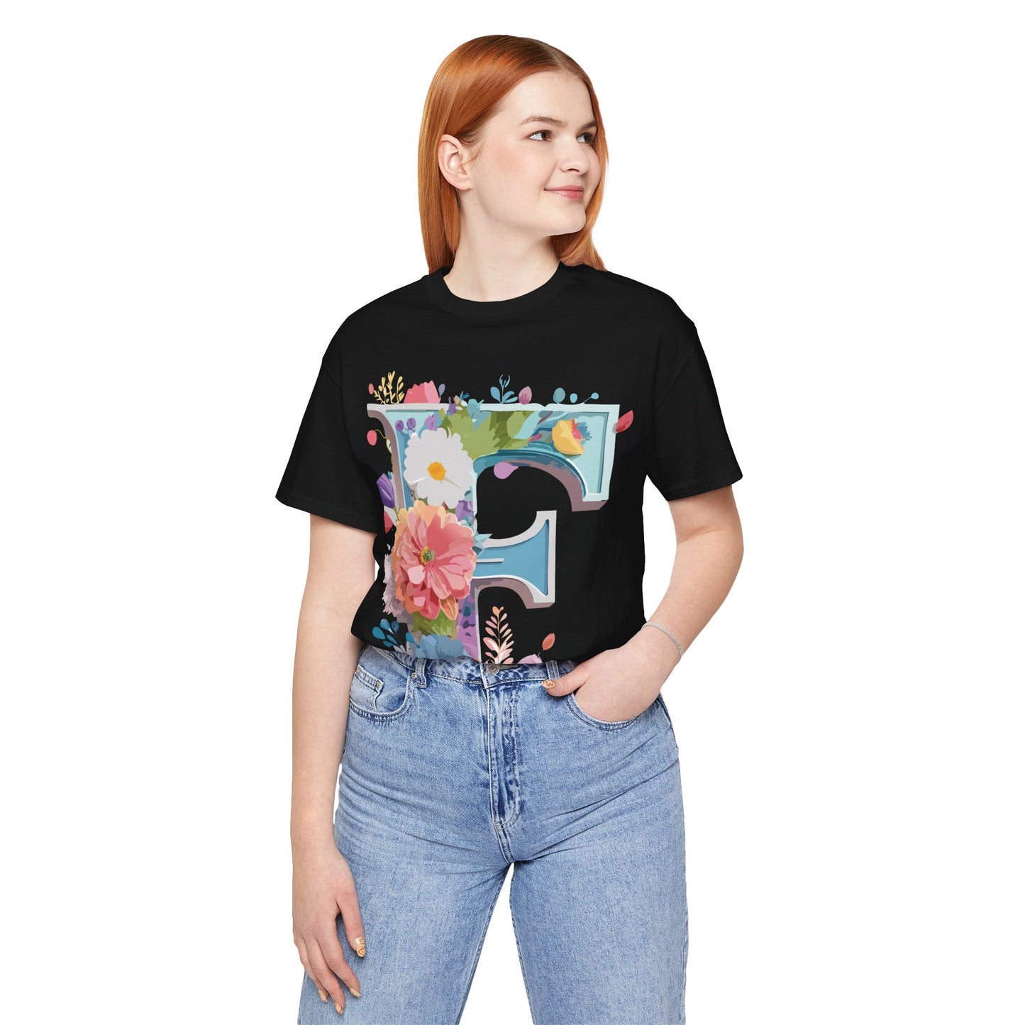 Natural Cotton Tee Shirt - Letters Collection - F Printify