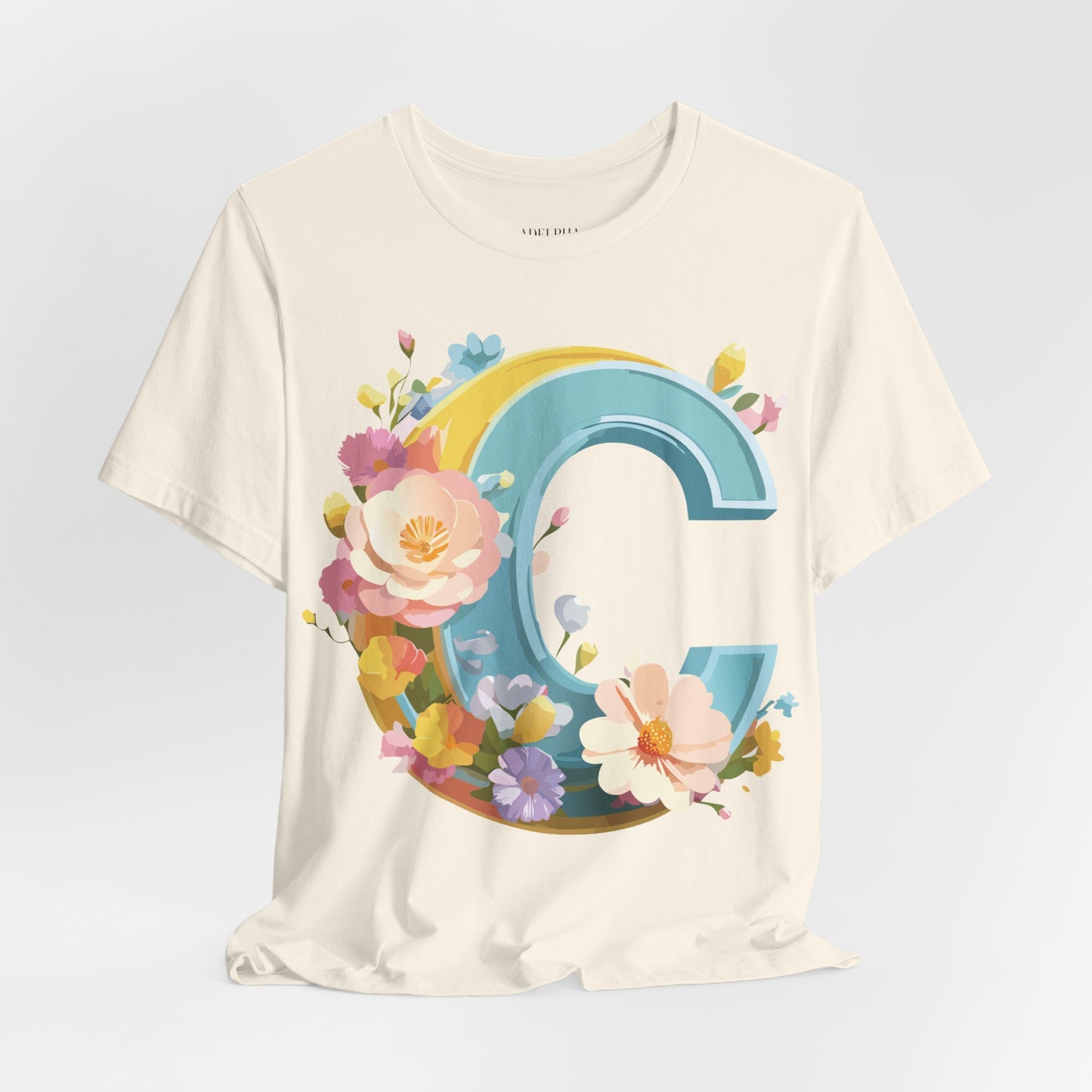 Natural Cotton Tee Shirt - Letters Collection - C Printify