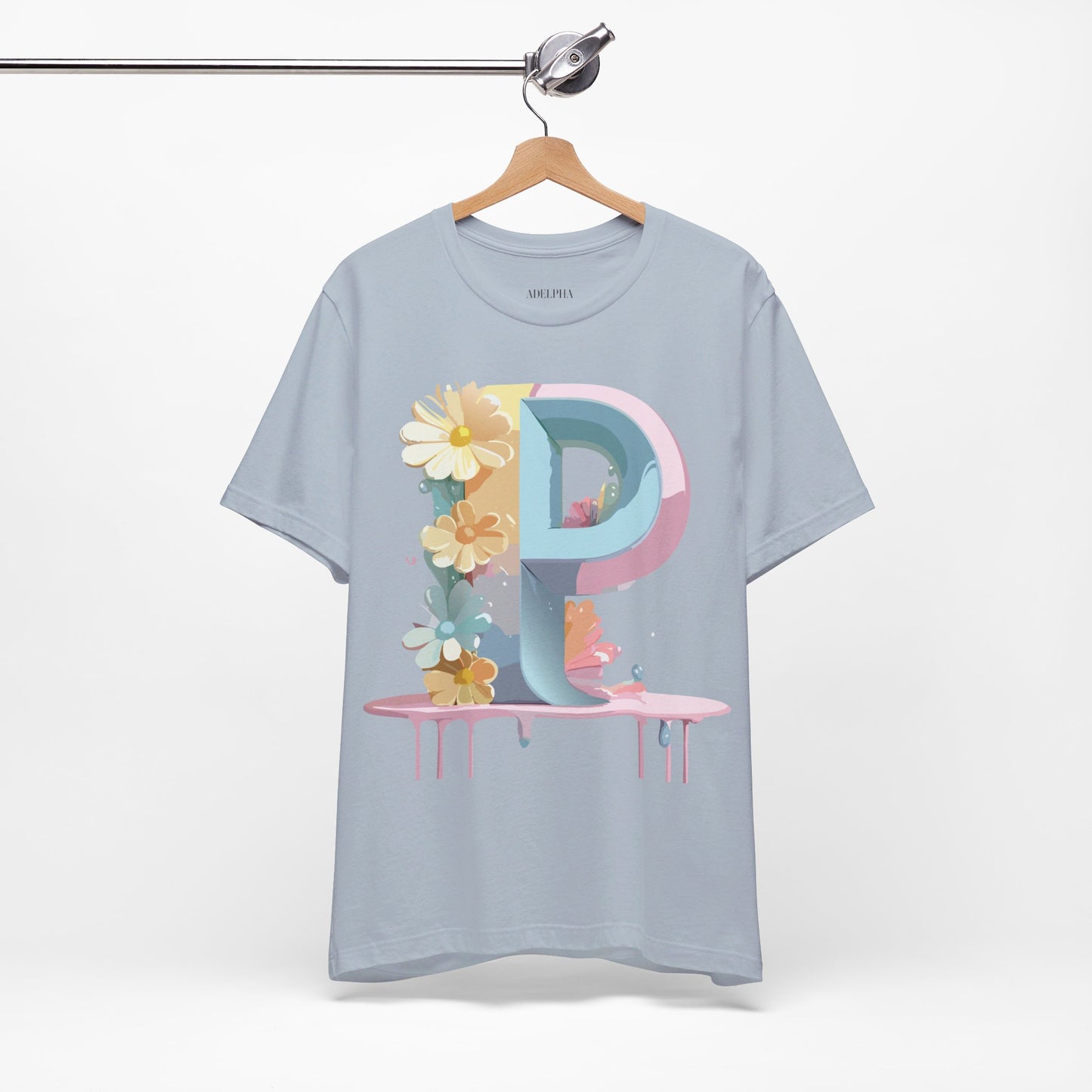 Natural Cotton Tee Shirt - Letters Collection - P Printify