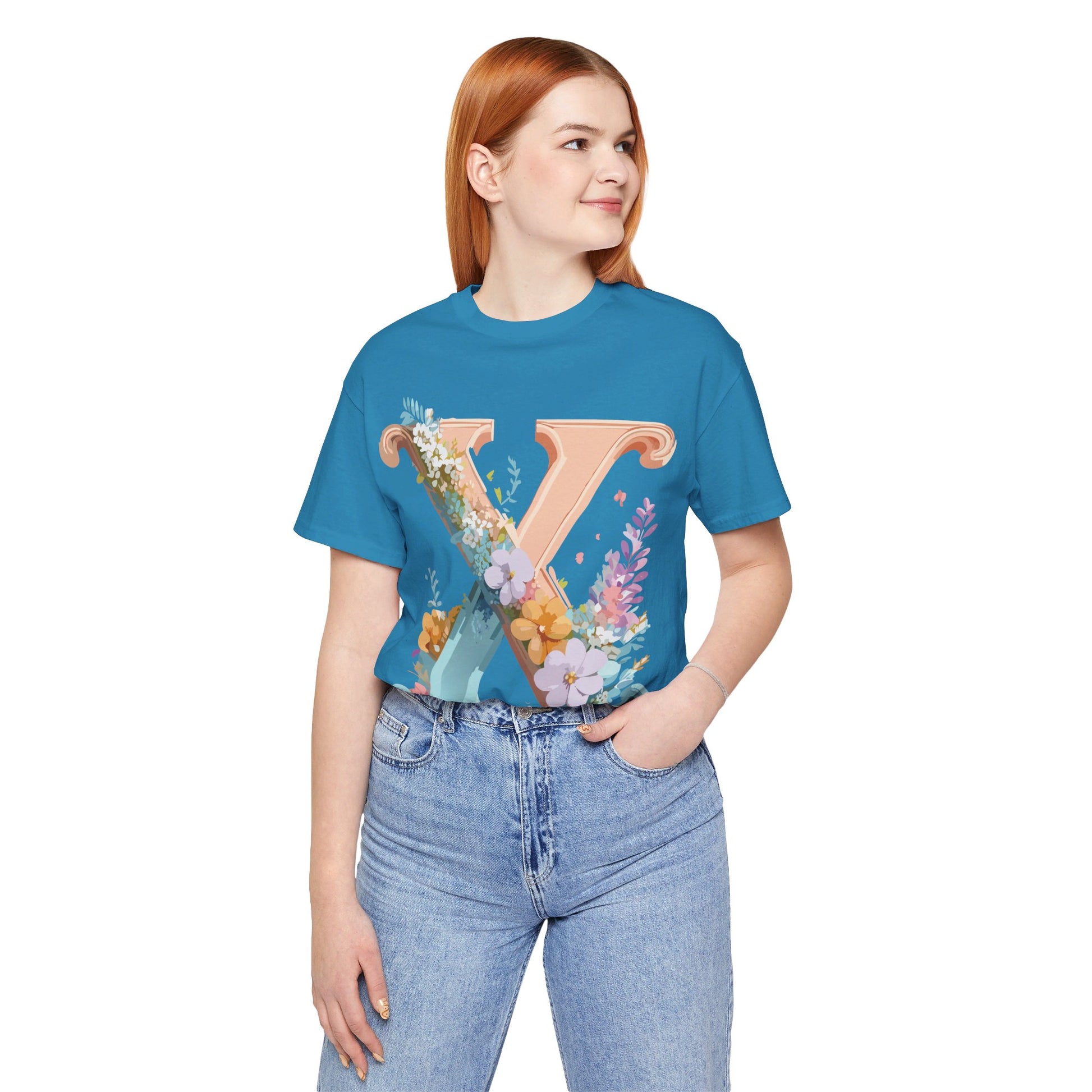 Natural Cotton Tee Shirt - Letters Collection - X Printify