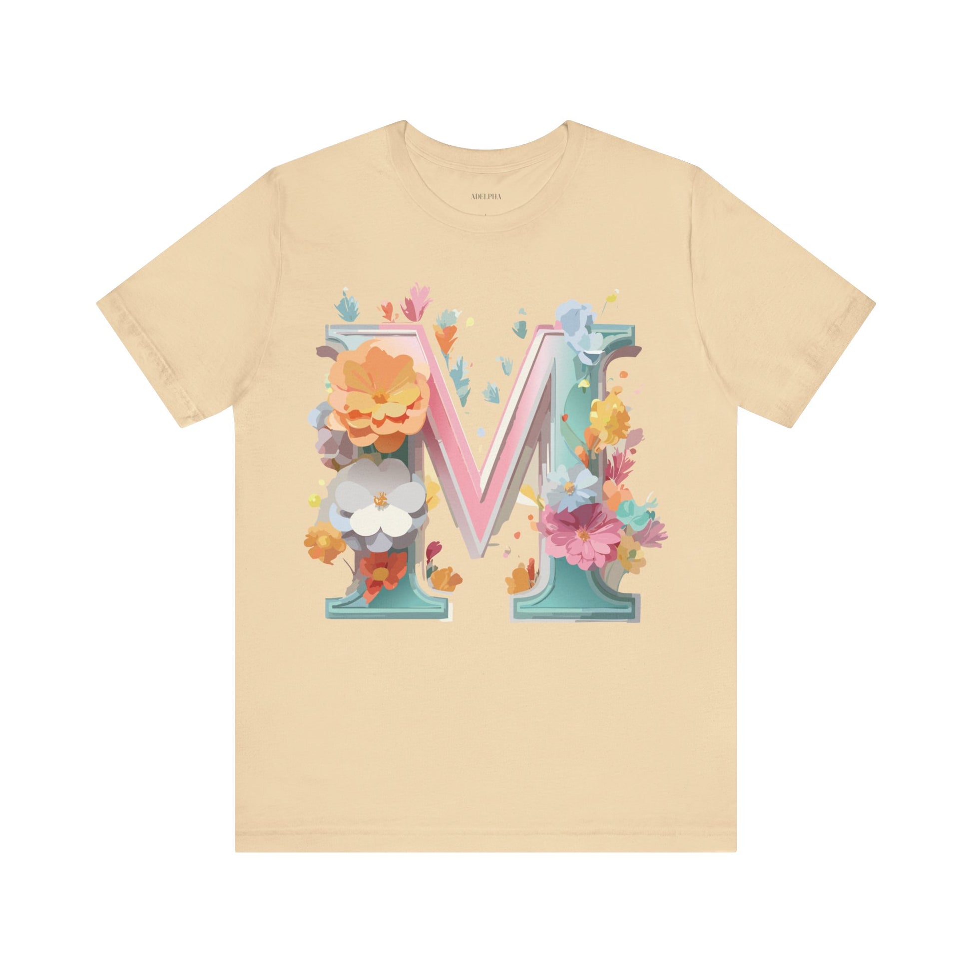 Natural Cotton Tee Shirt - Letters Collection - M Printify