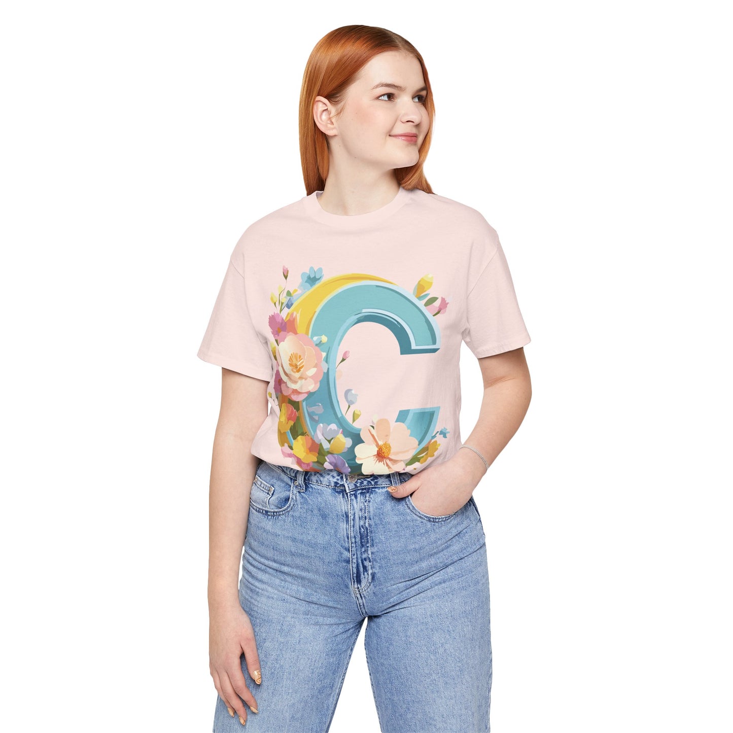 Natural Cotton Tee Shirt - Letters Collection - C Printify