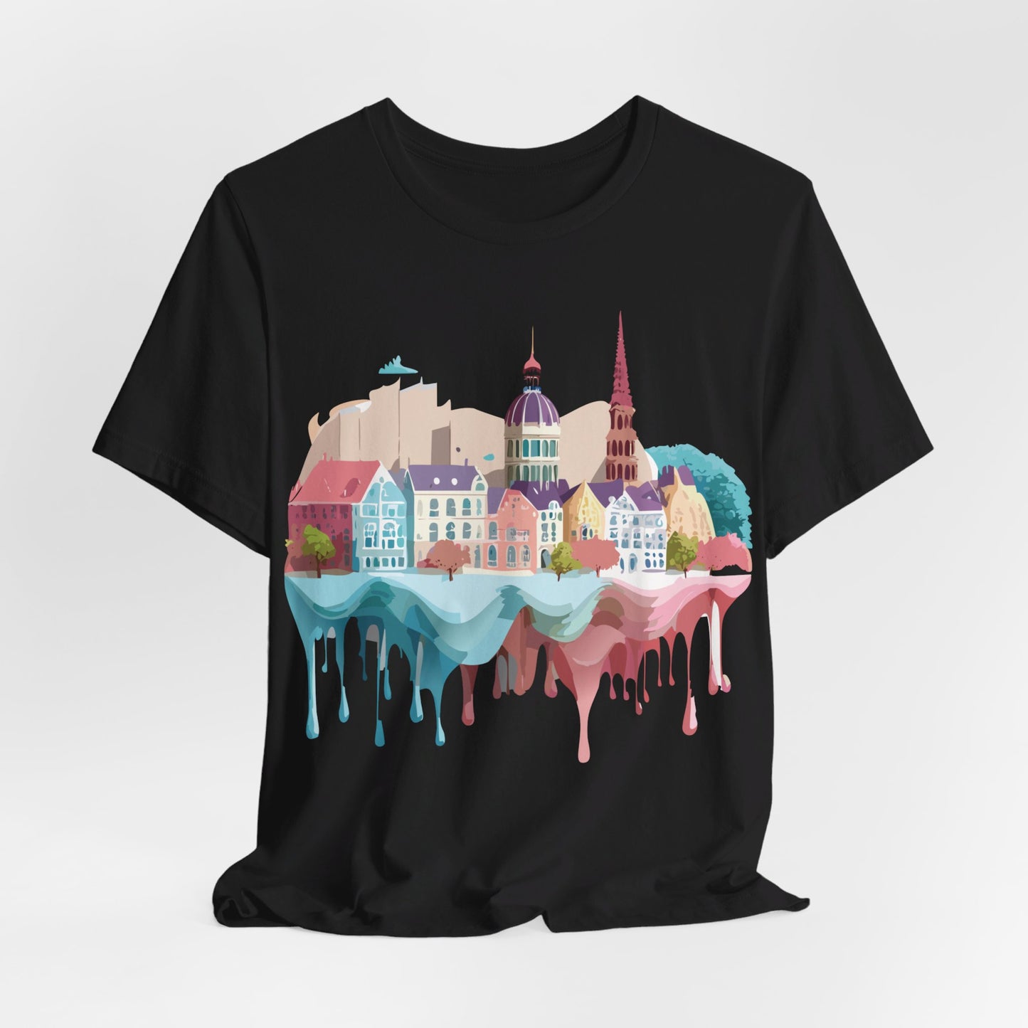 Natural Cotton Tee Shirt - Beautiful Places Collection - Warnemünde and Rostock - Germany Printify